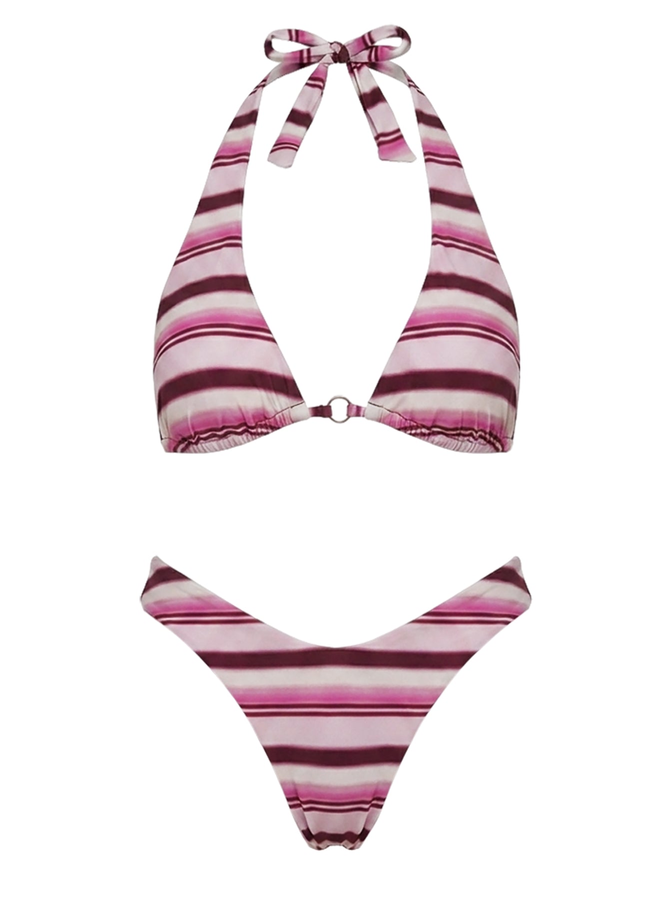 Lynea Halter Bikini Top Pink Stripe