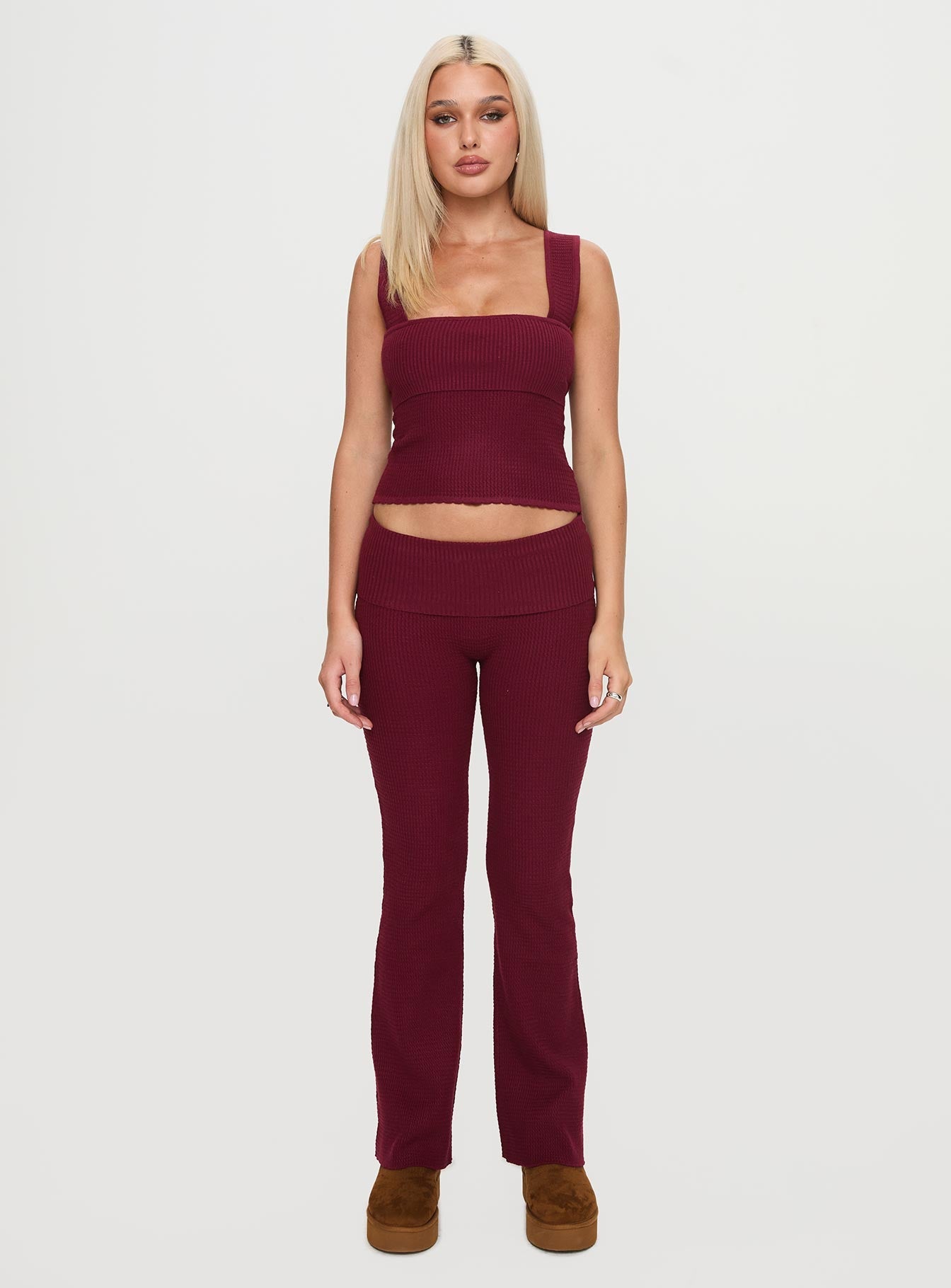 Mooring Square Neck Top Maroon
