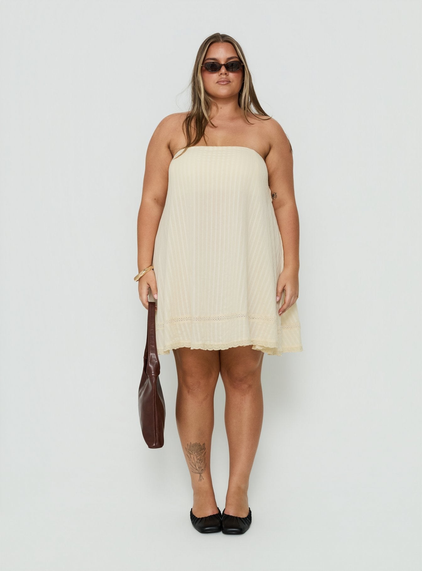 Gypsea Strapless Swing Mini Dress Butter Yellow Curve