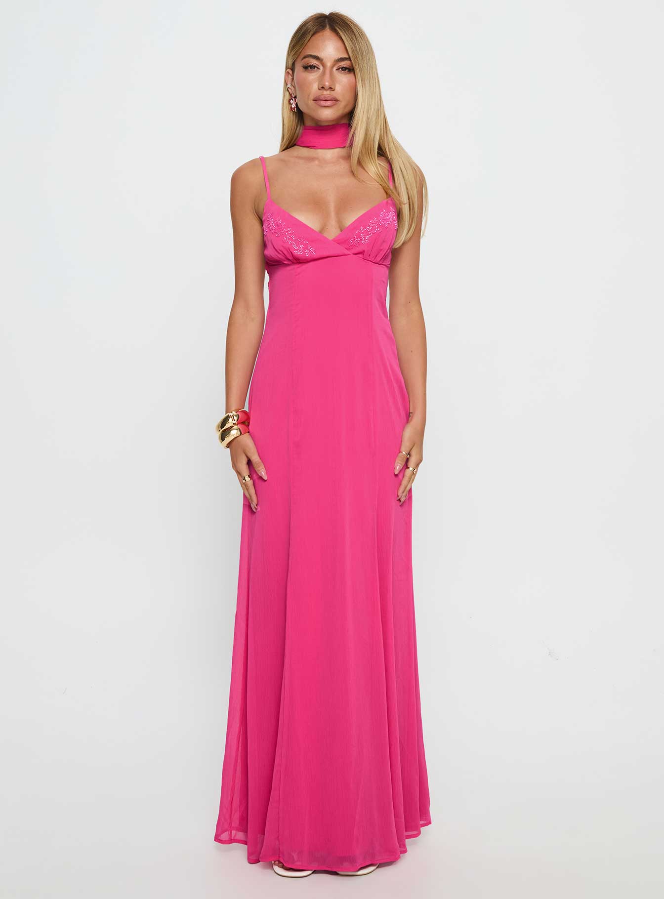 Jadira Scarf Maxi Dress Guava