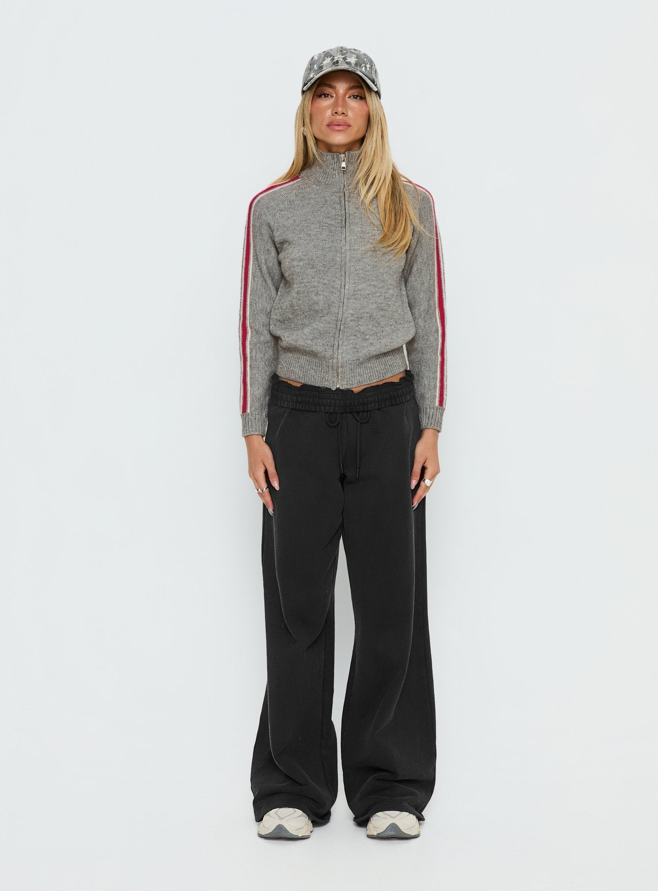 Caysey Zip Through Knit Sweater Grey