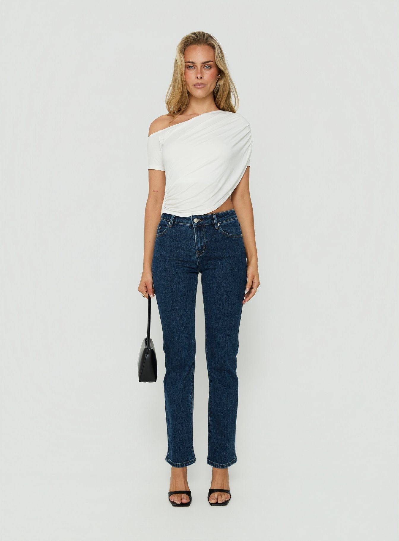 How About Now Drape Off Shoulder Top White
