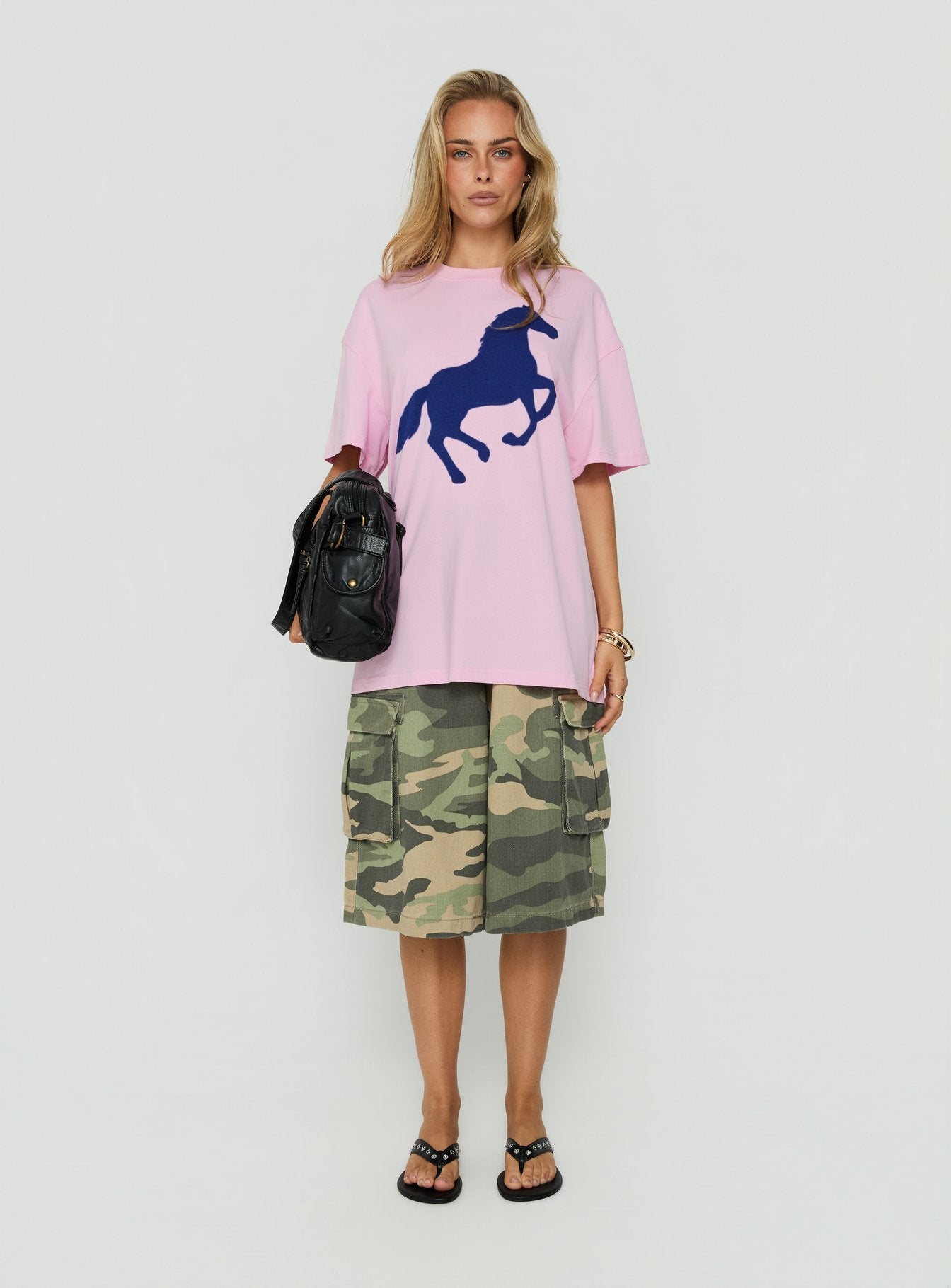 Steely Love Oversized Graphic Tee Washed Pink