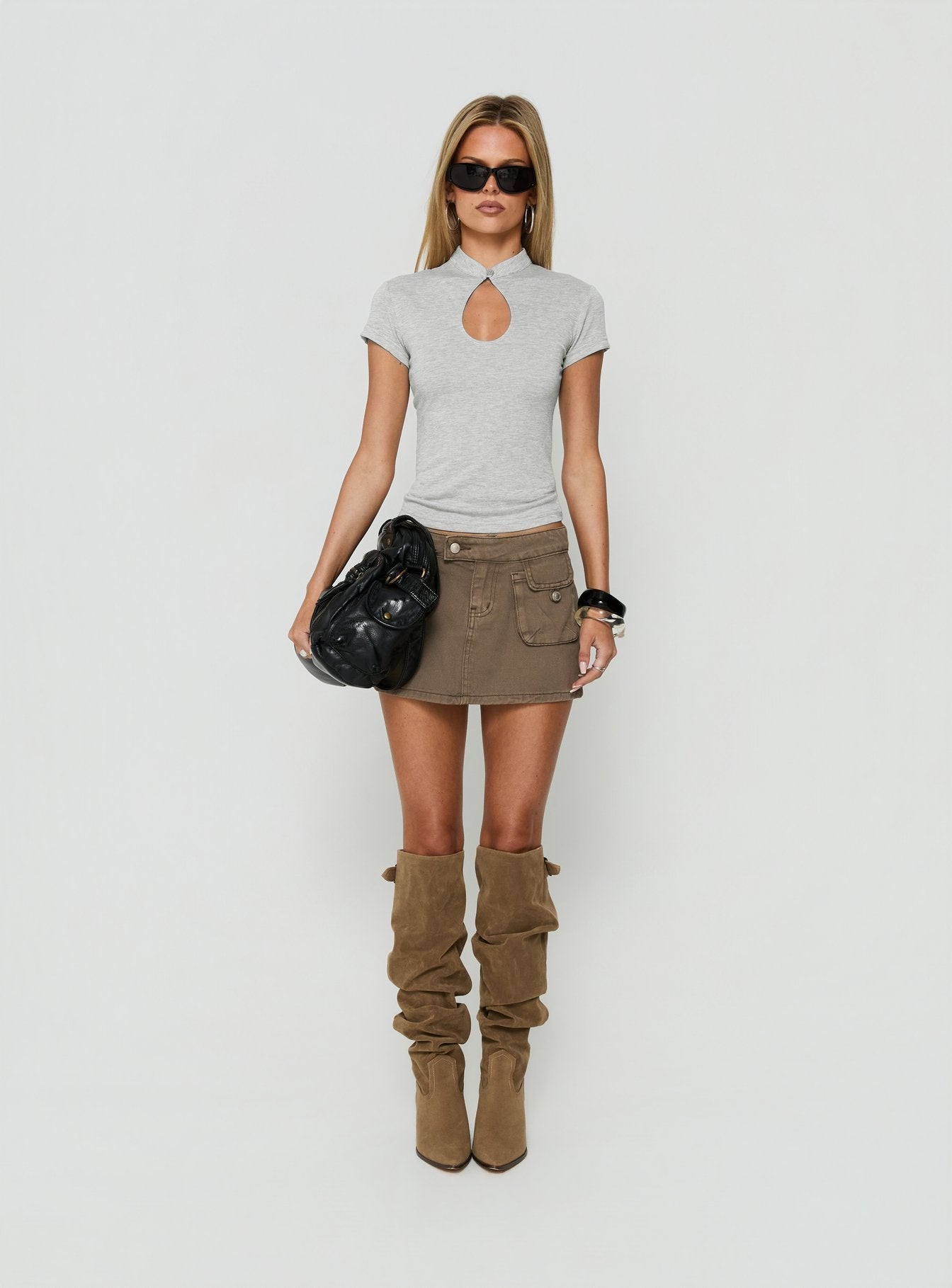 Tarza Cargo Mini Skirt Khaki