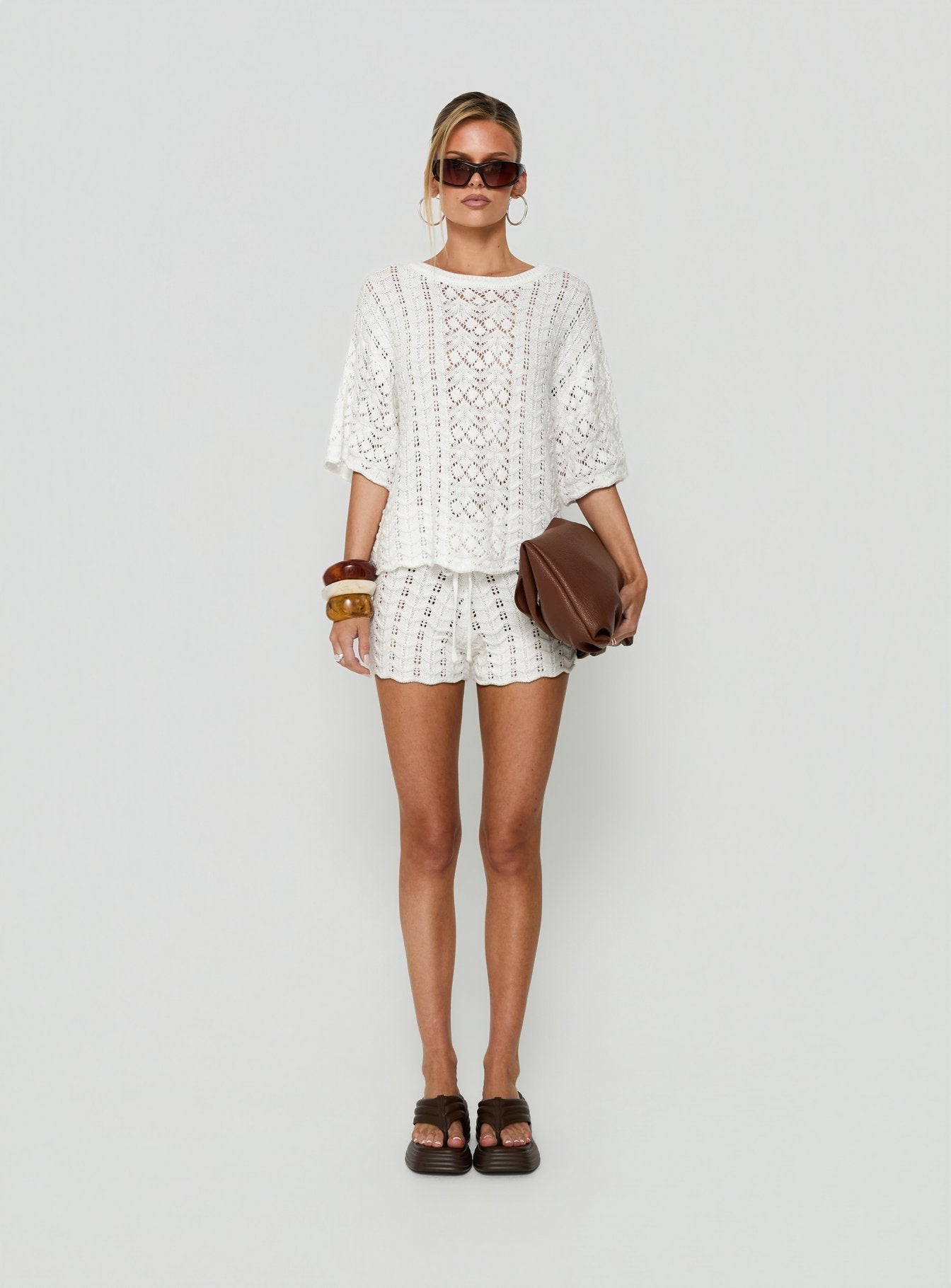 Rheara Knit Short Sleeve Top White