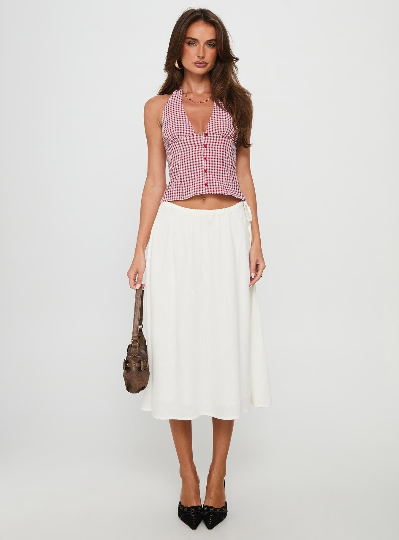 Isolda Halter Top Red Check