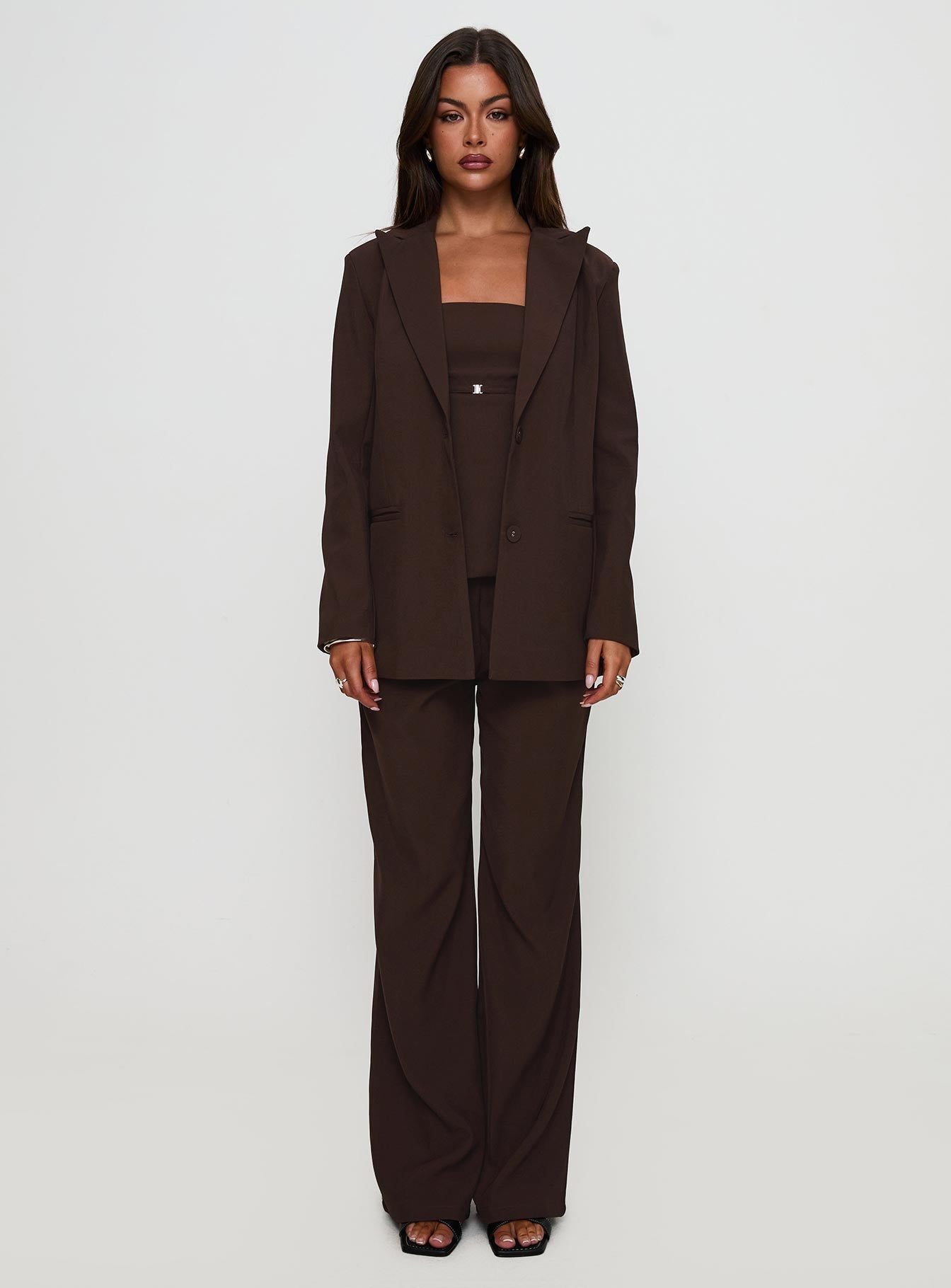 Crowd Pleaser Oversized Blazer Chocolate