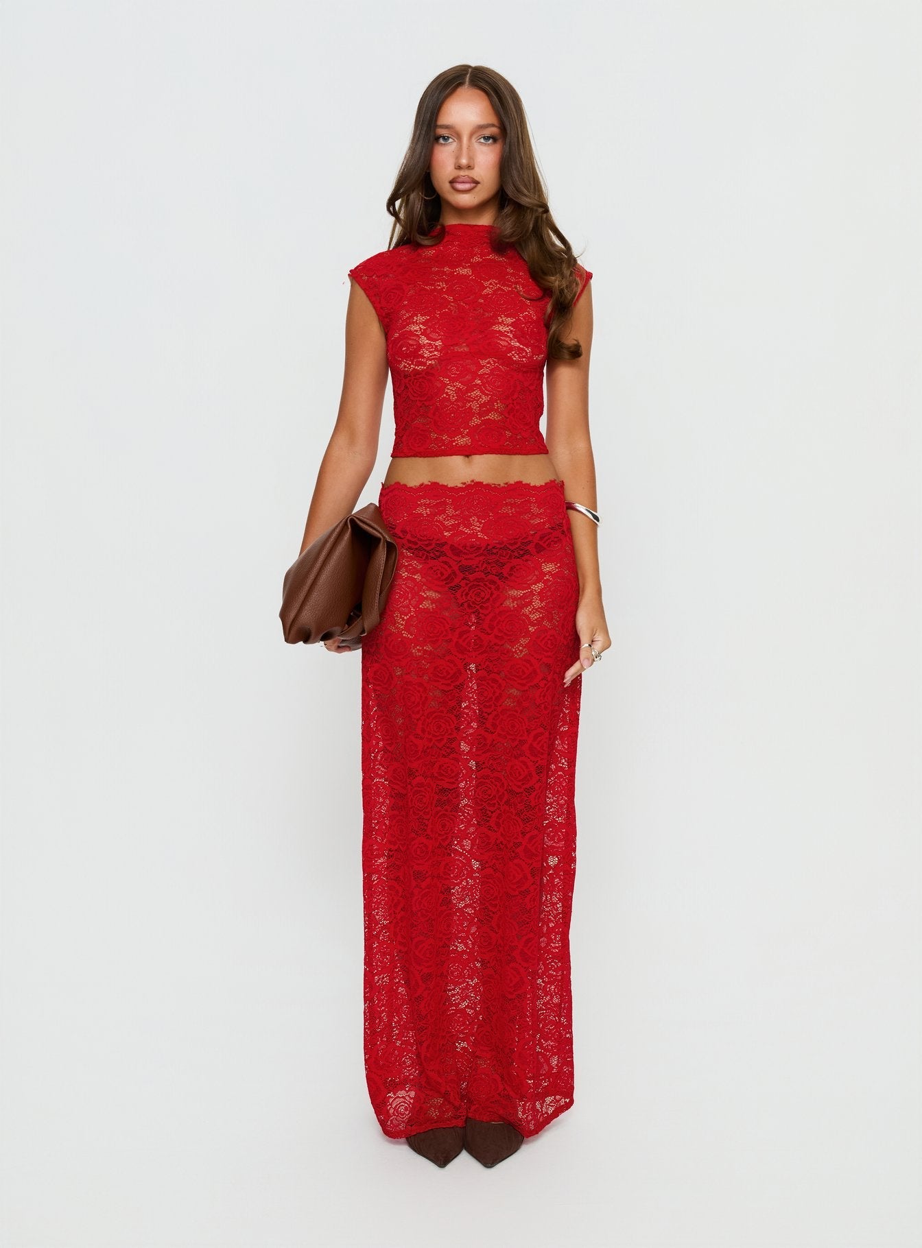 Vionna Lace Top Red