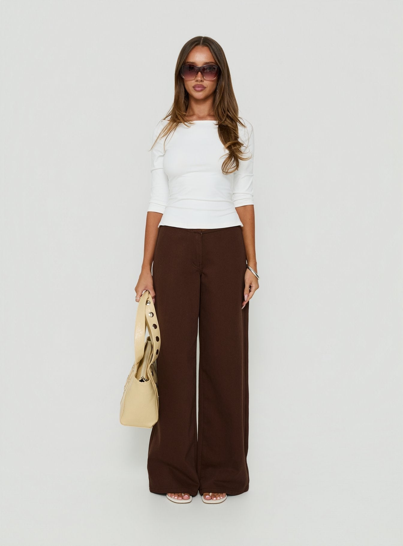 Hereos Mid Rise Baggy Leg Jeans Washed Chocolate