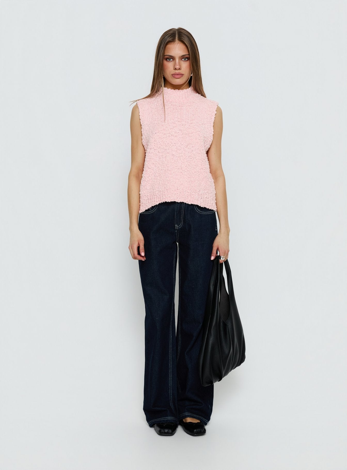 Lanette High Neck Sleeveless Top Soft Pink