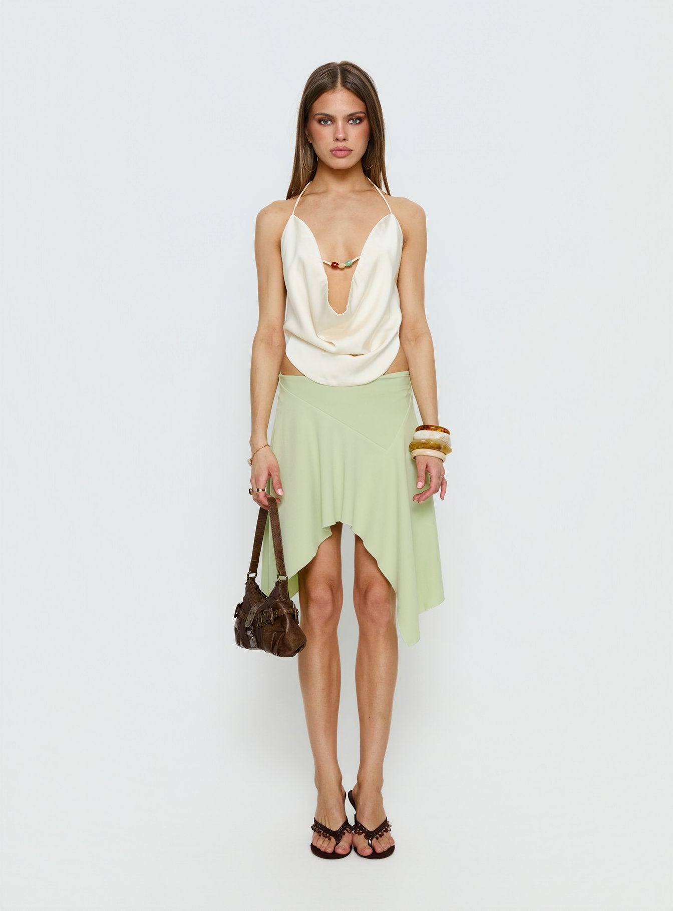 Daelen Waterfall Midi Skirt Mint