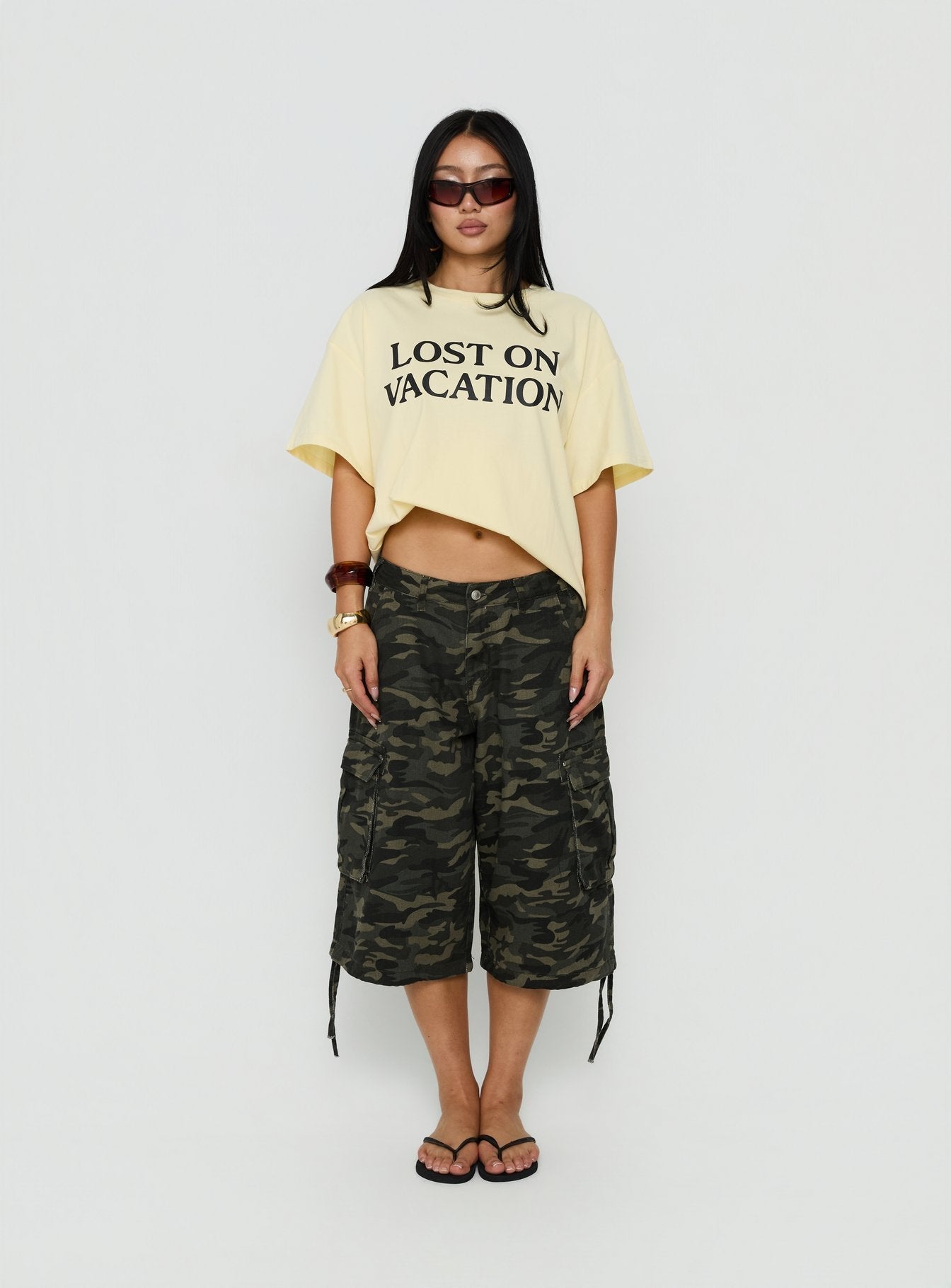 Lost On Vacation Oversized Tee Yellow