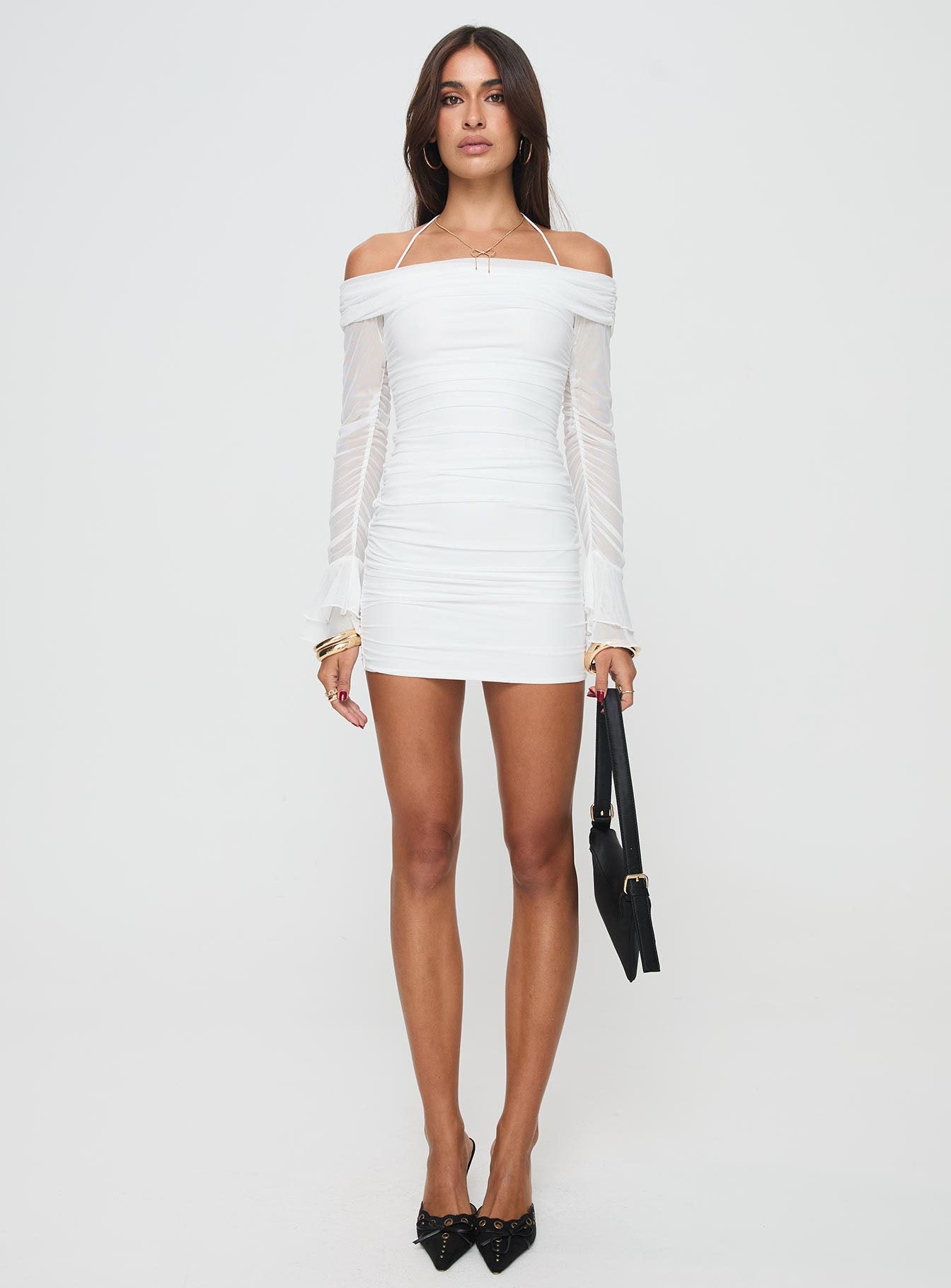 Taylon Off The Shoulder Mini Dress White