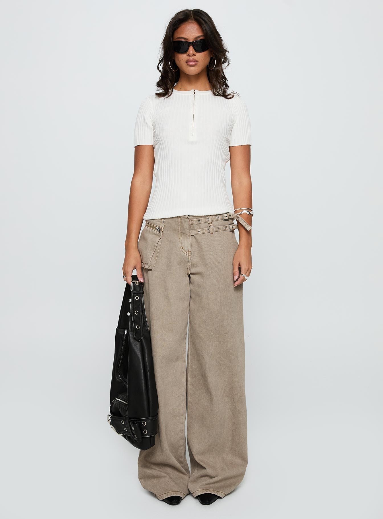 Hold The Line Zip Through Top White