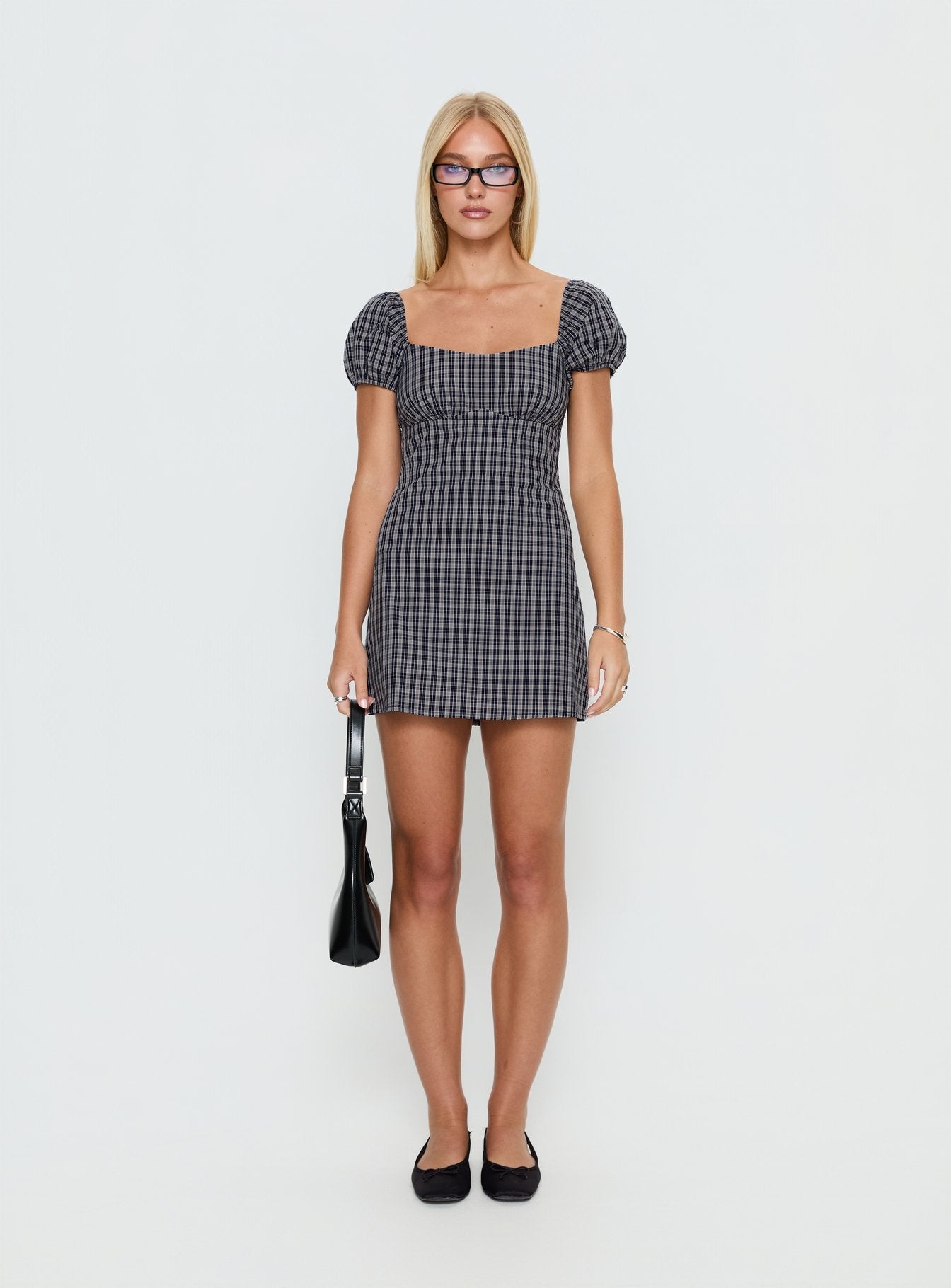 Sorynna Short Sleeve Playsuit Navy Check
