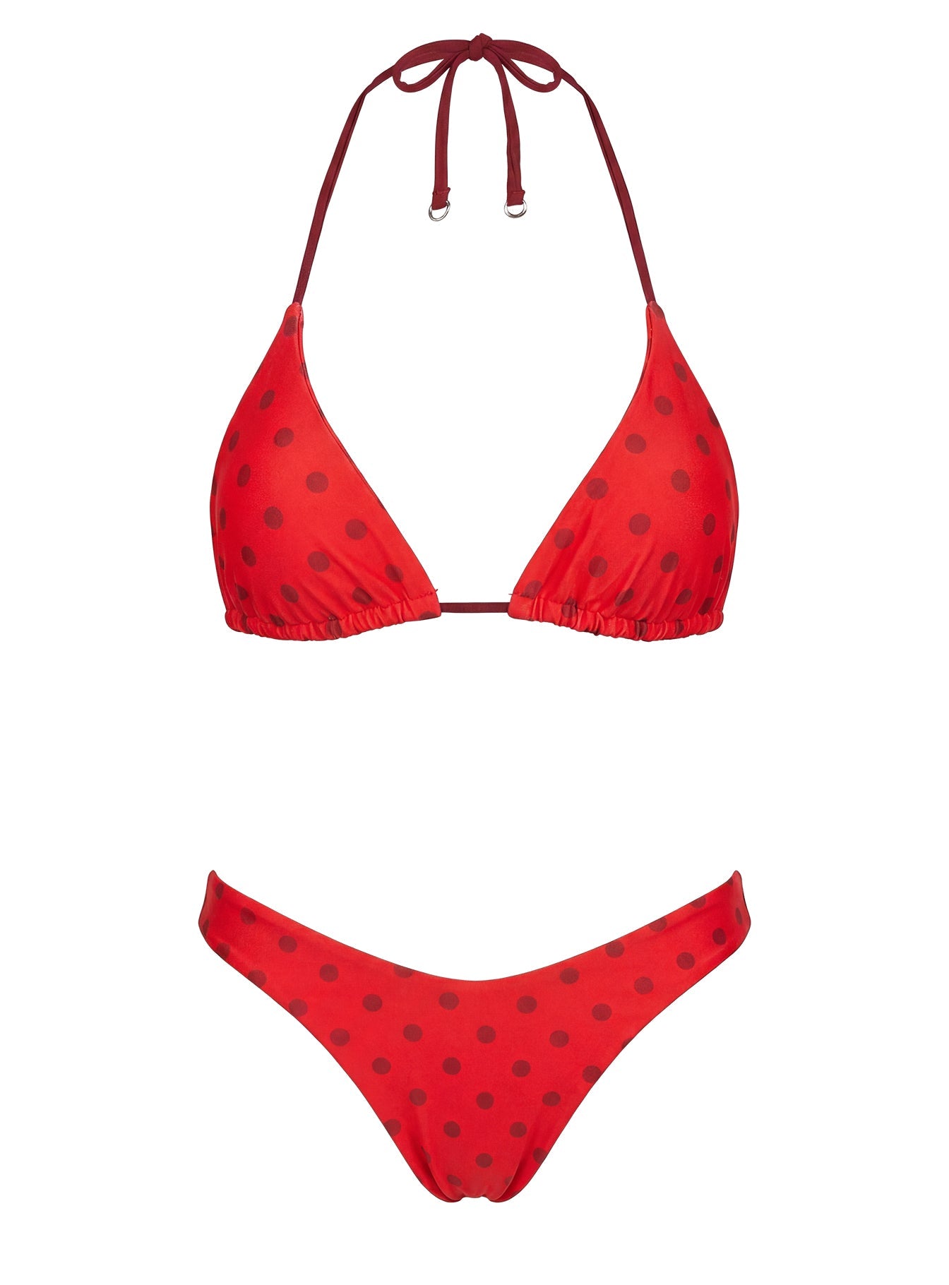 Jenner Reversible Triangle Bikini Top Red Polka