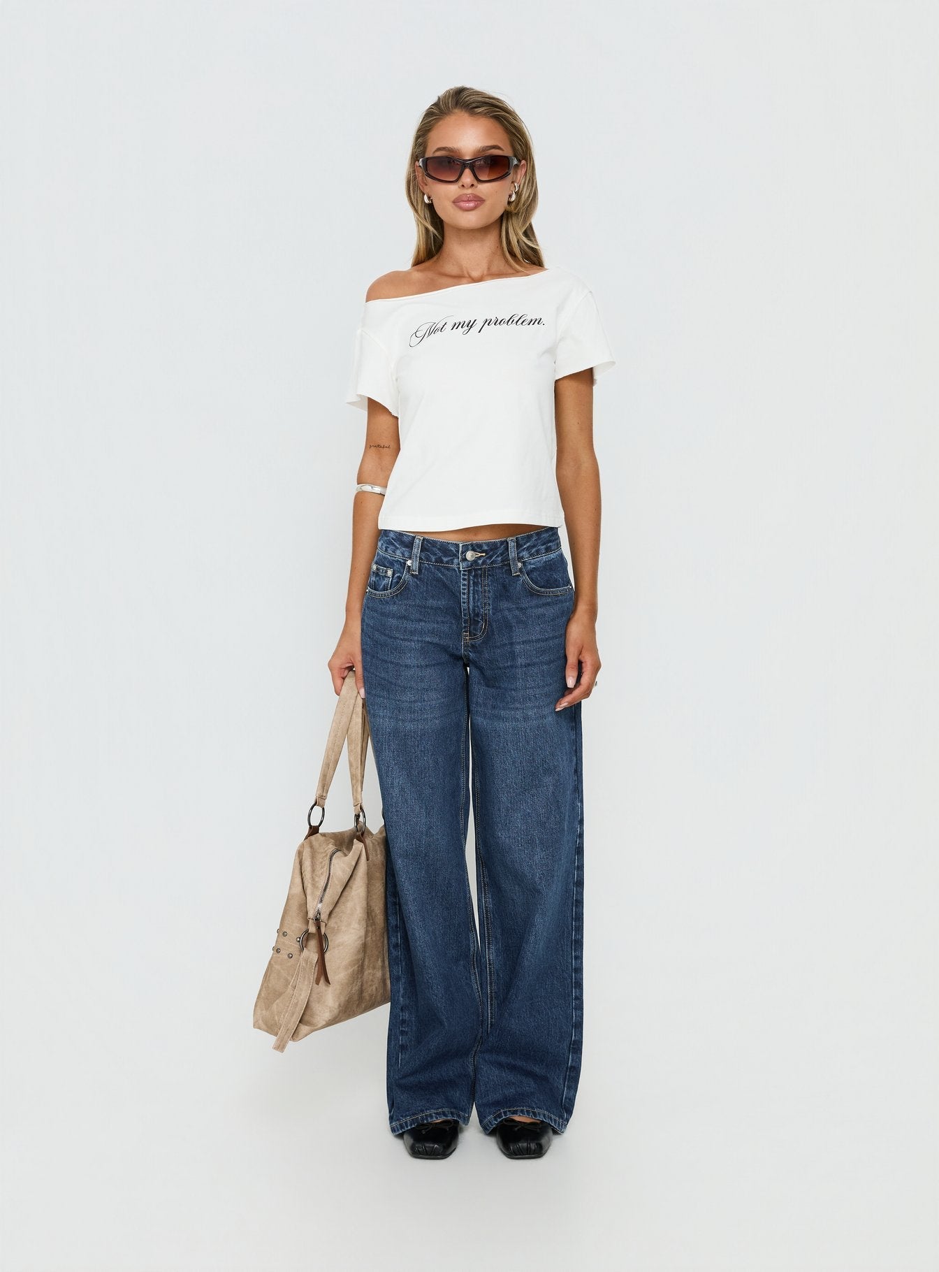 Serenitia Mid Rise Relaxed Jeans Dark Blue Wash