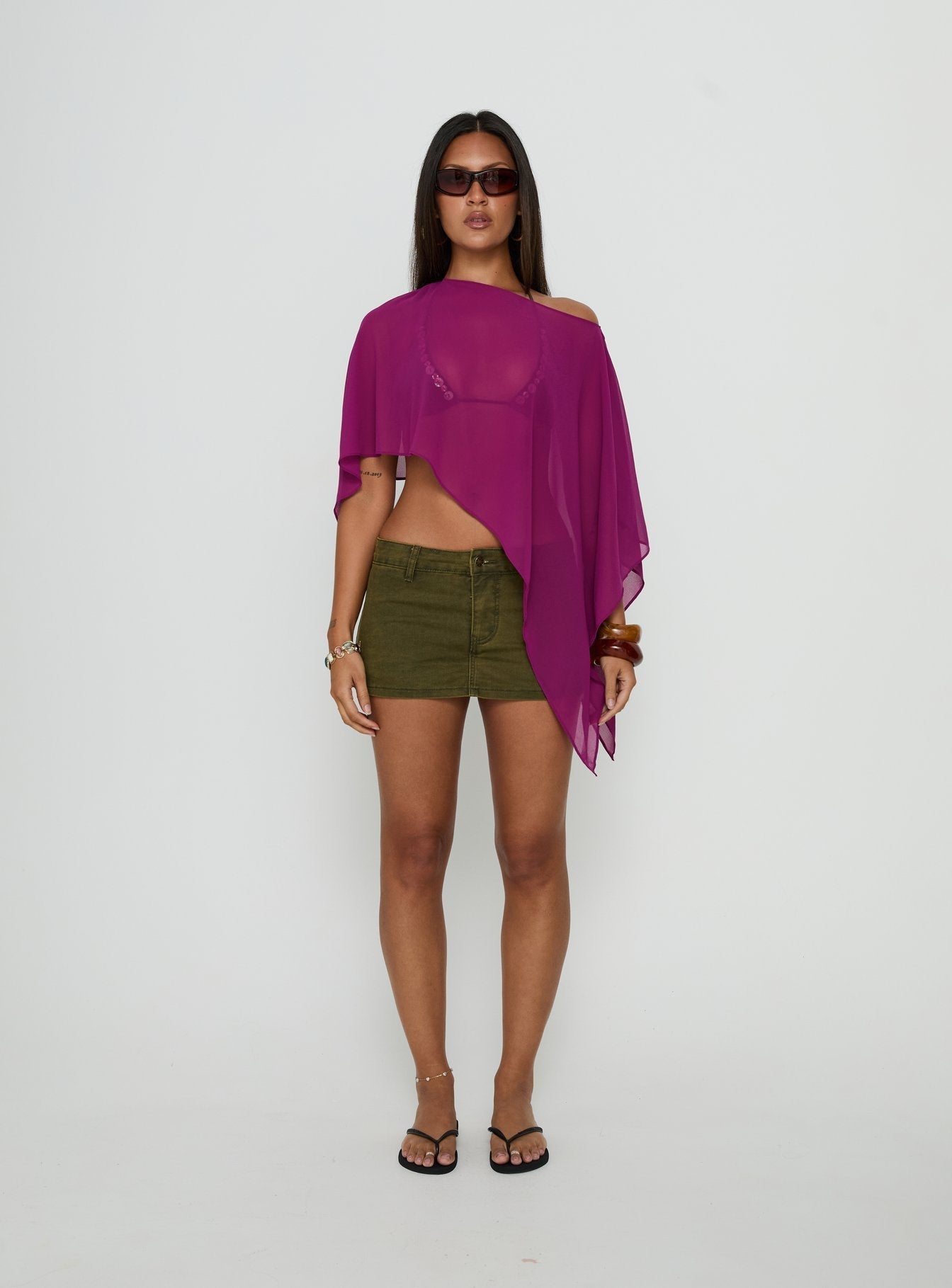 Mairelle Sheer Poncho Plum