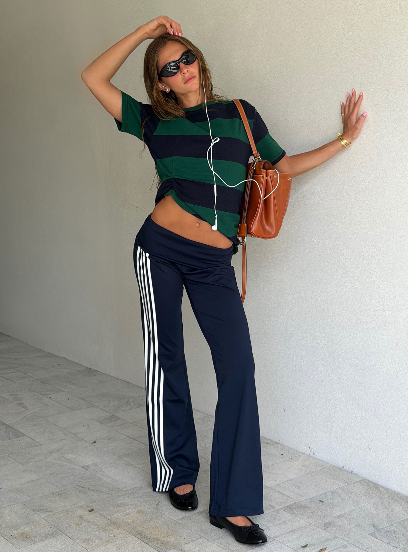 Layover Straight Leg Pants Navy Stripe