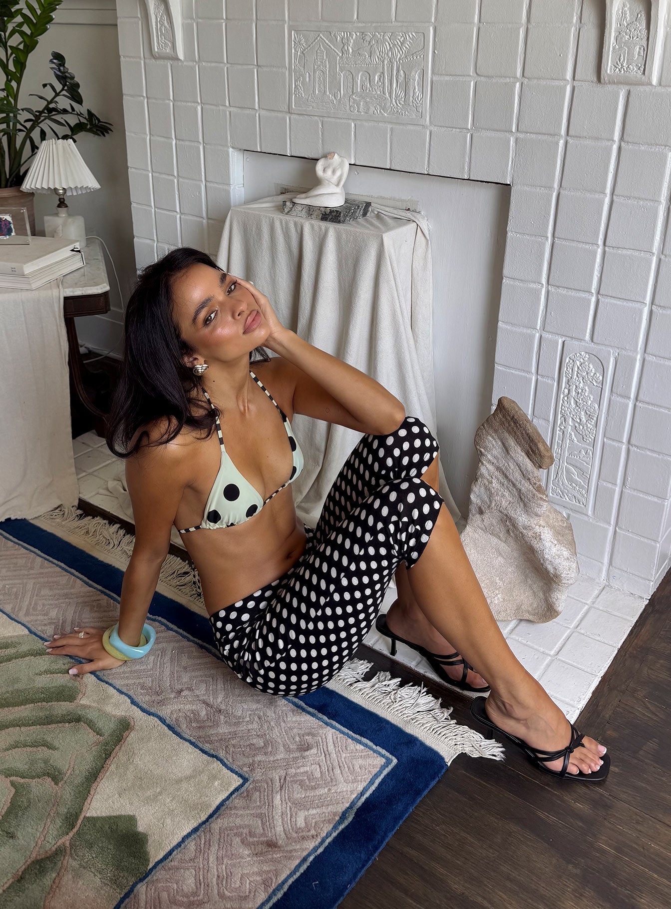 Isadonna Capri Pants Black Polka Dot
