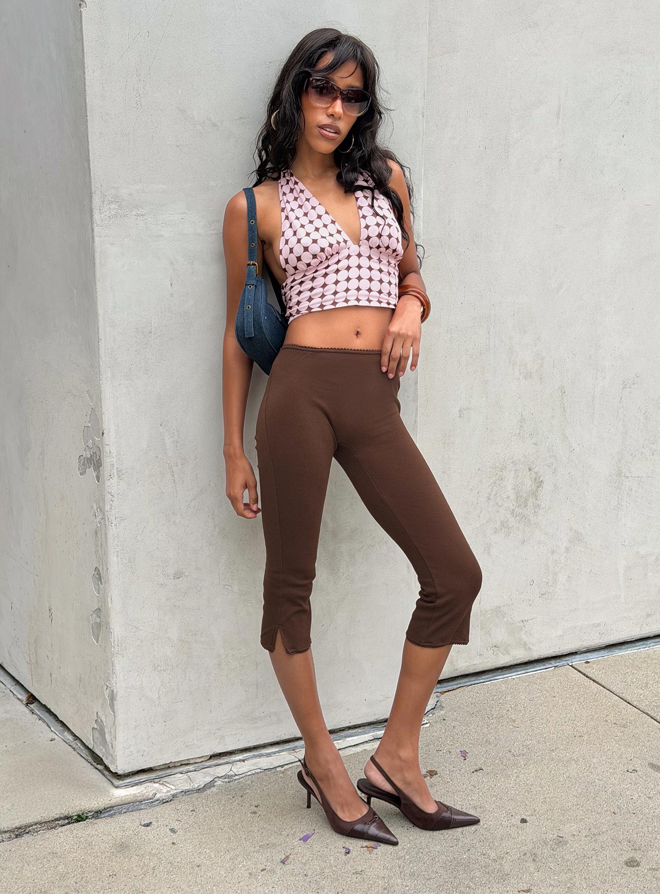 Baseline Rib Capri Pants Chocolate