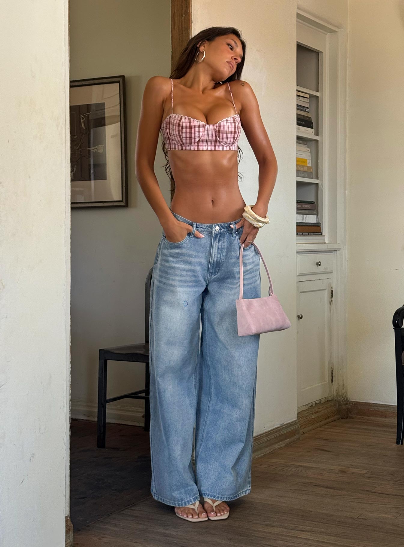 Naylor Mid Rise Wide Leg Jeans Light Blue Wash