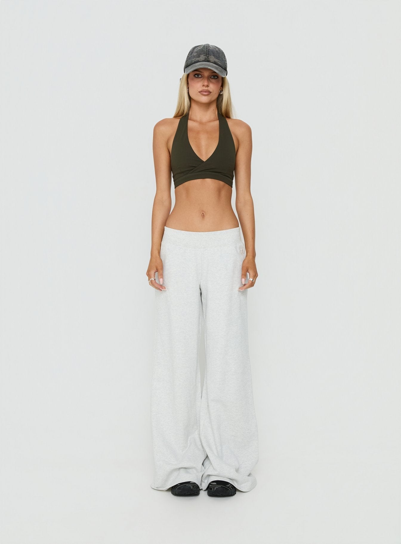 Lock In Active Halter Crop Top Olive