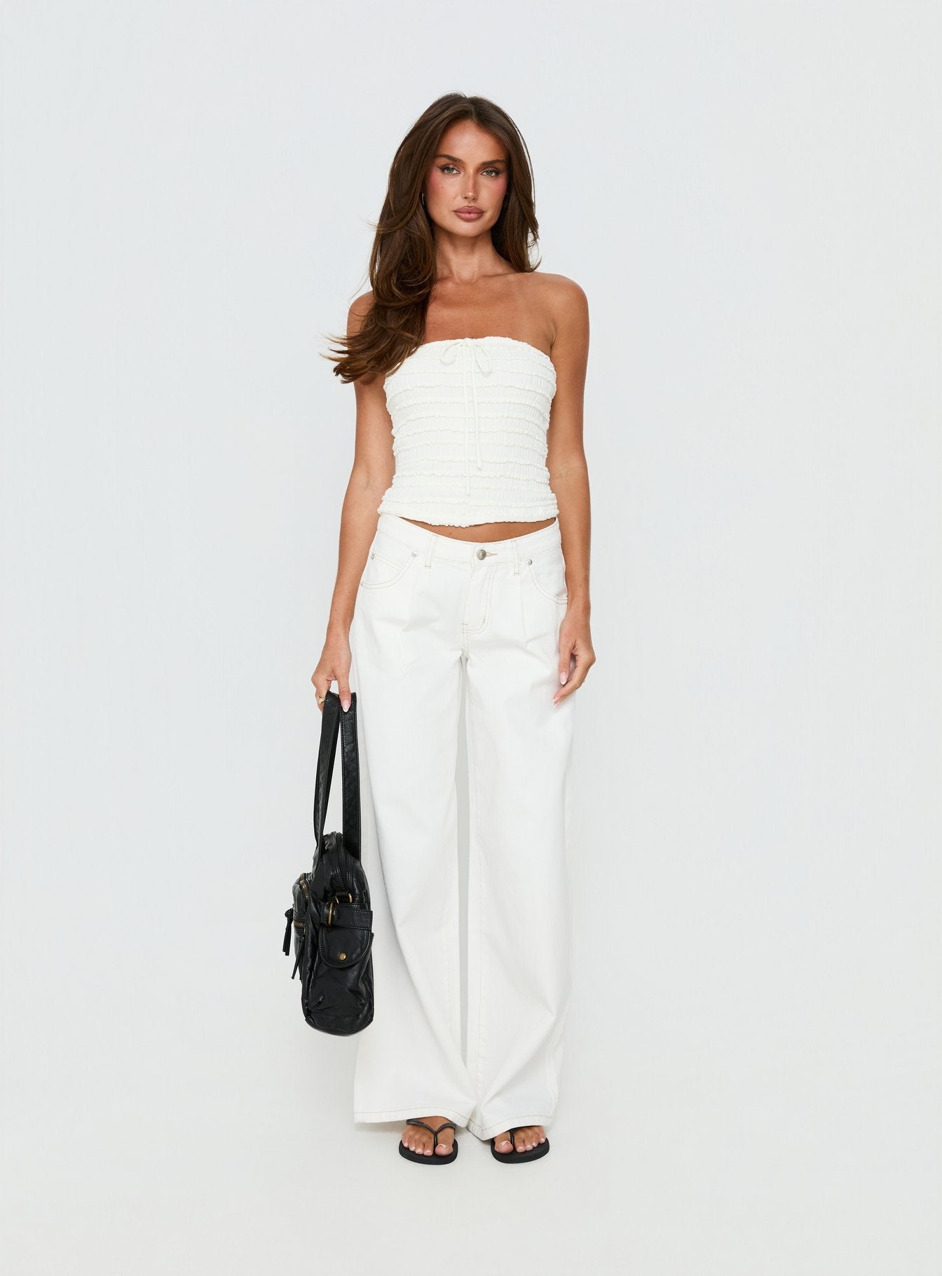 Supercut Low Rise Baggy Pleat Jeans Cream