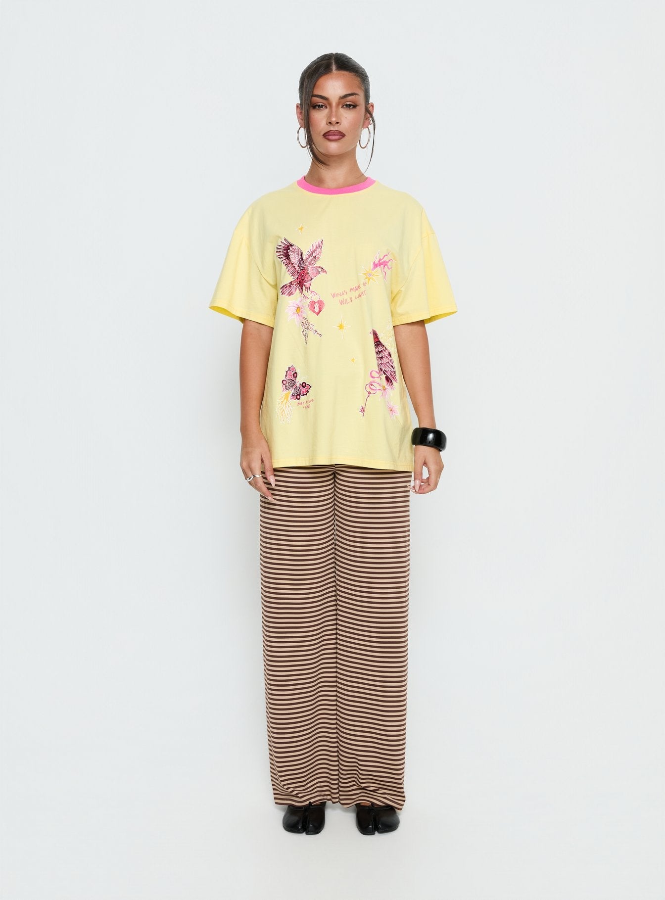 Wild Light Oversized Graphic Tee Yellow / Pink