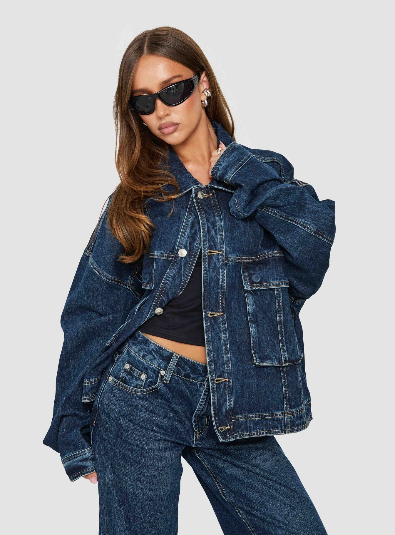 Kier Oversized Jacket Denim Dark Blue Wash