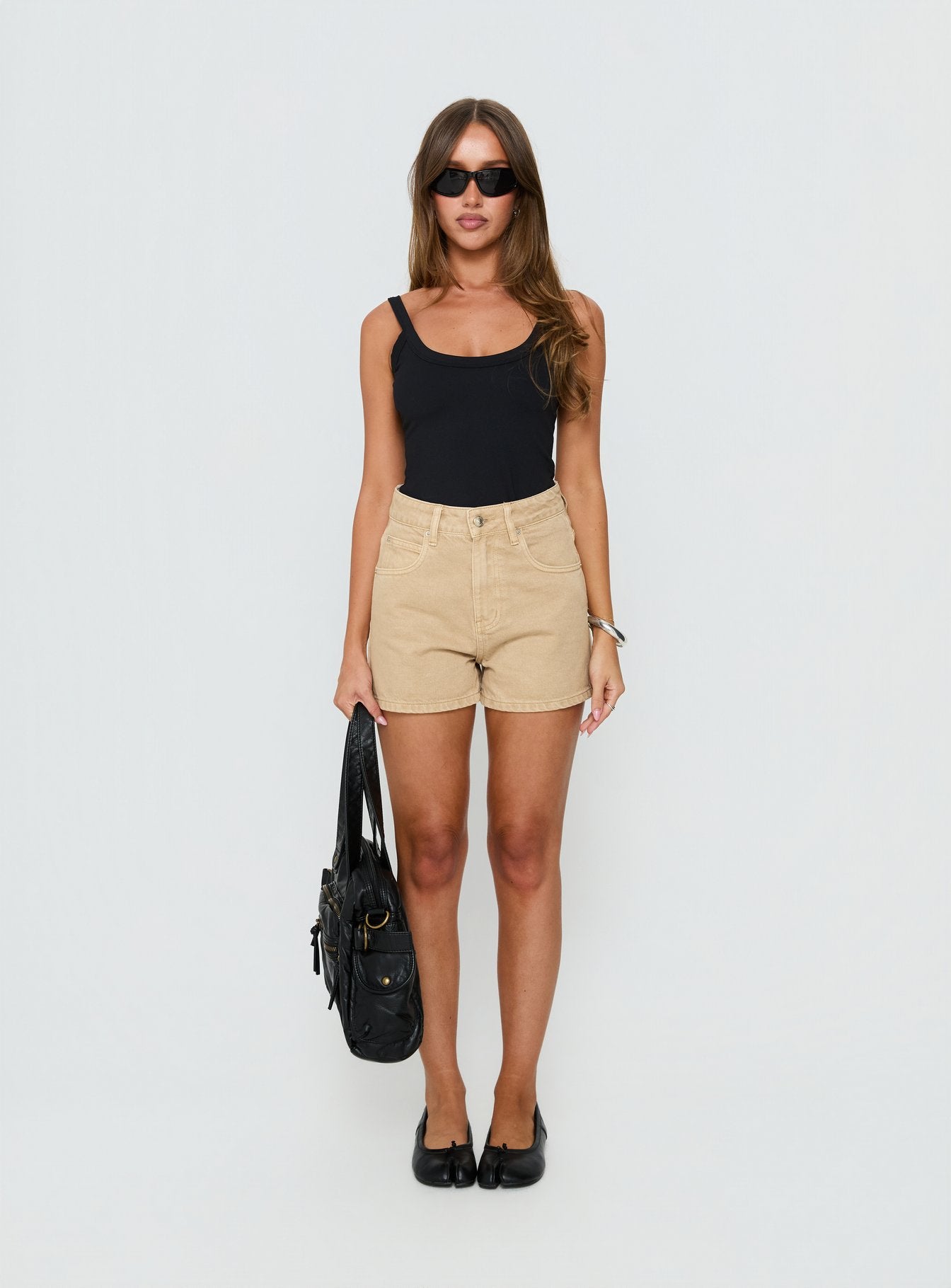 Tropicana Denim Shorts Tan