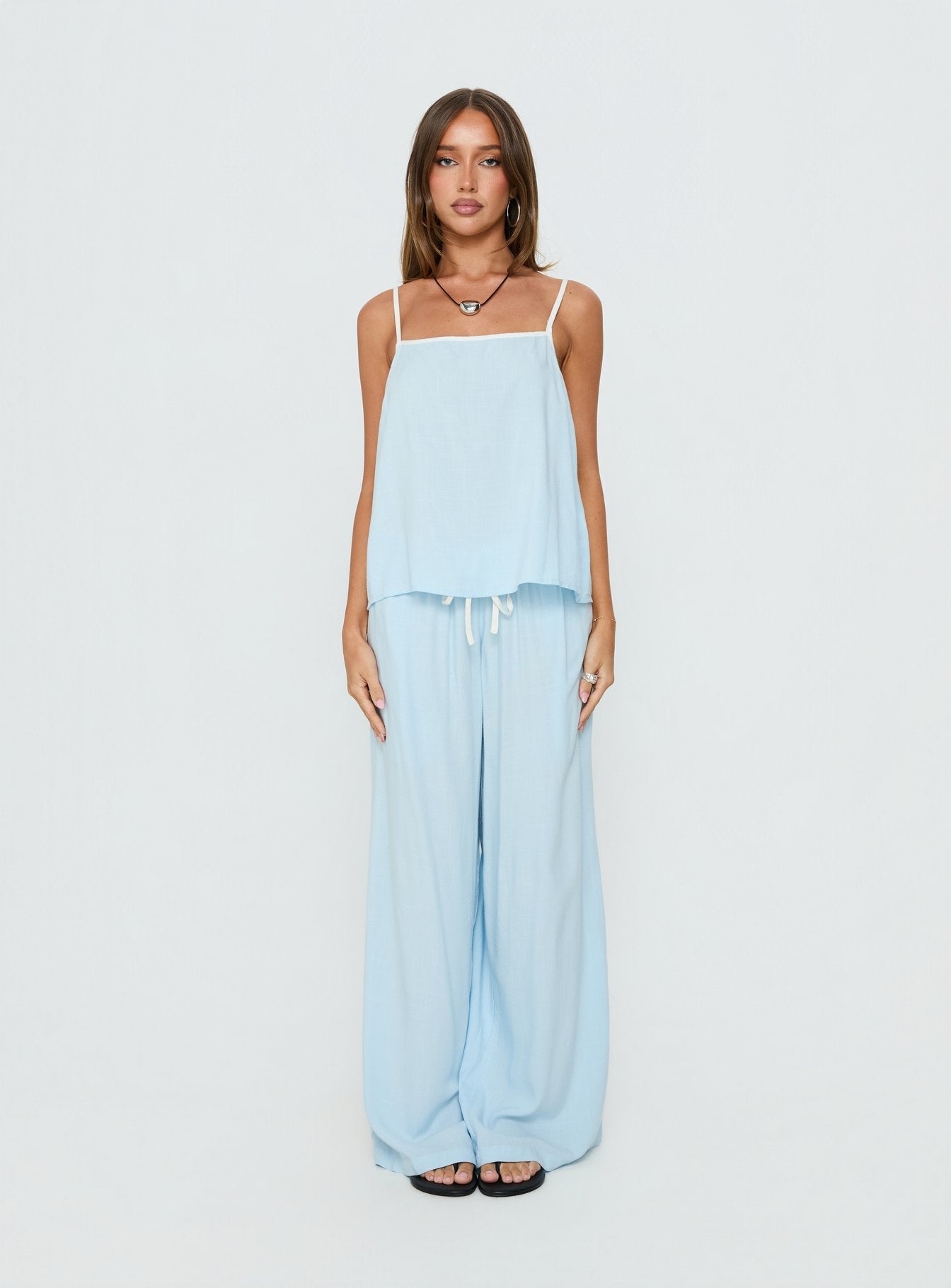 Nolei Contrast Pants Set Blue / White