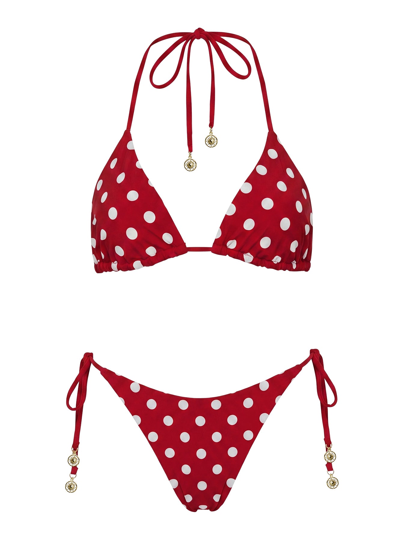 Glora Reversible Tie Side Bikini Bottoms Red Polka Dot