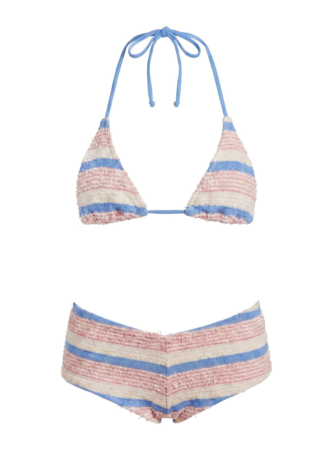 Chrome Sunset Triangle Bikini Top Blue / Pink Stripe