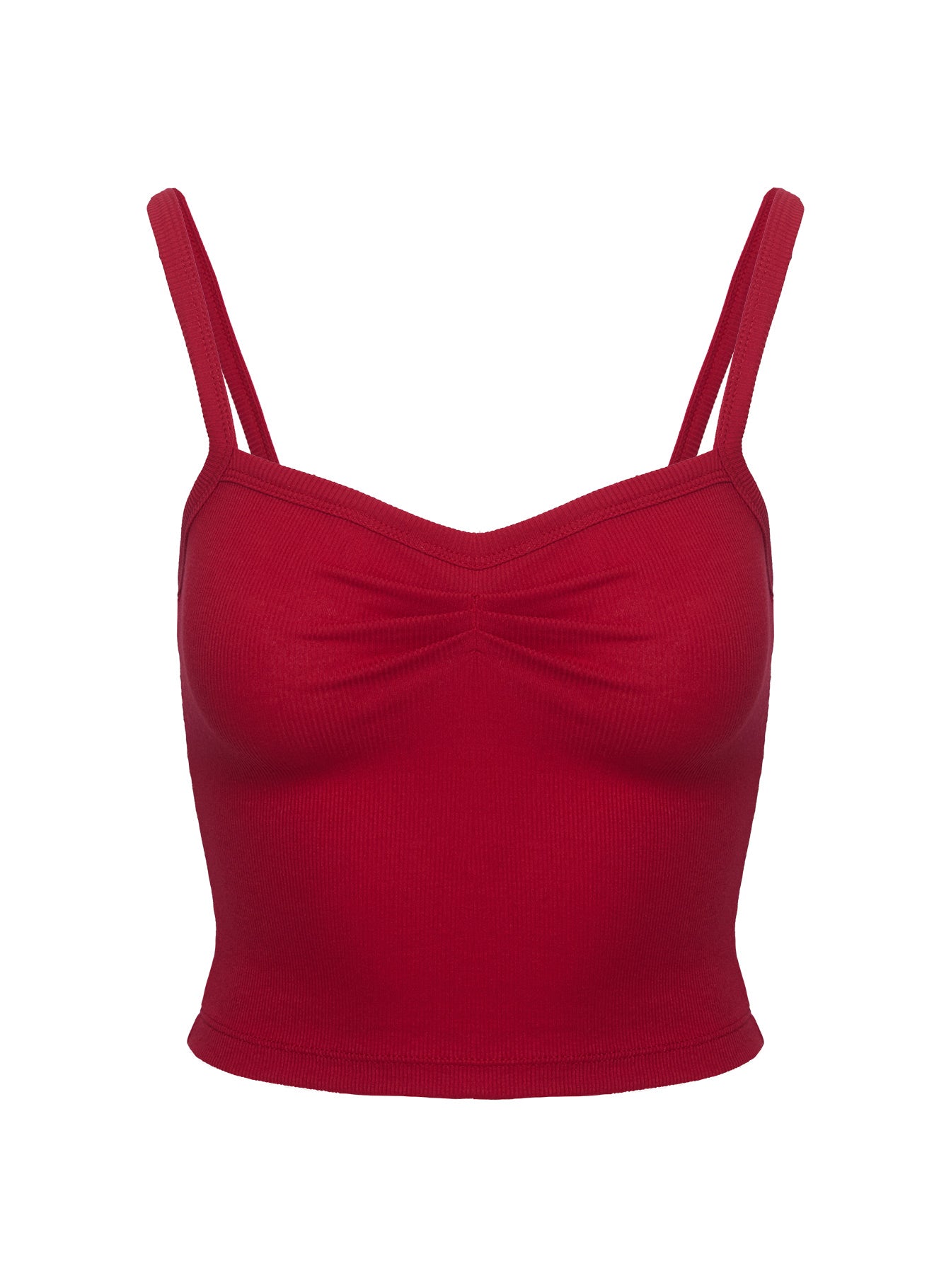 Essentials Ruched Rib Cami Top Red