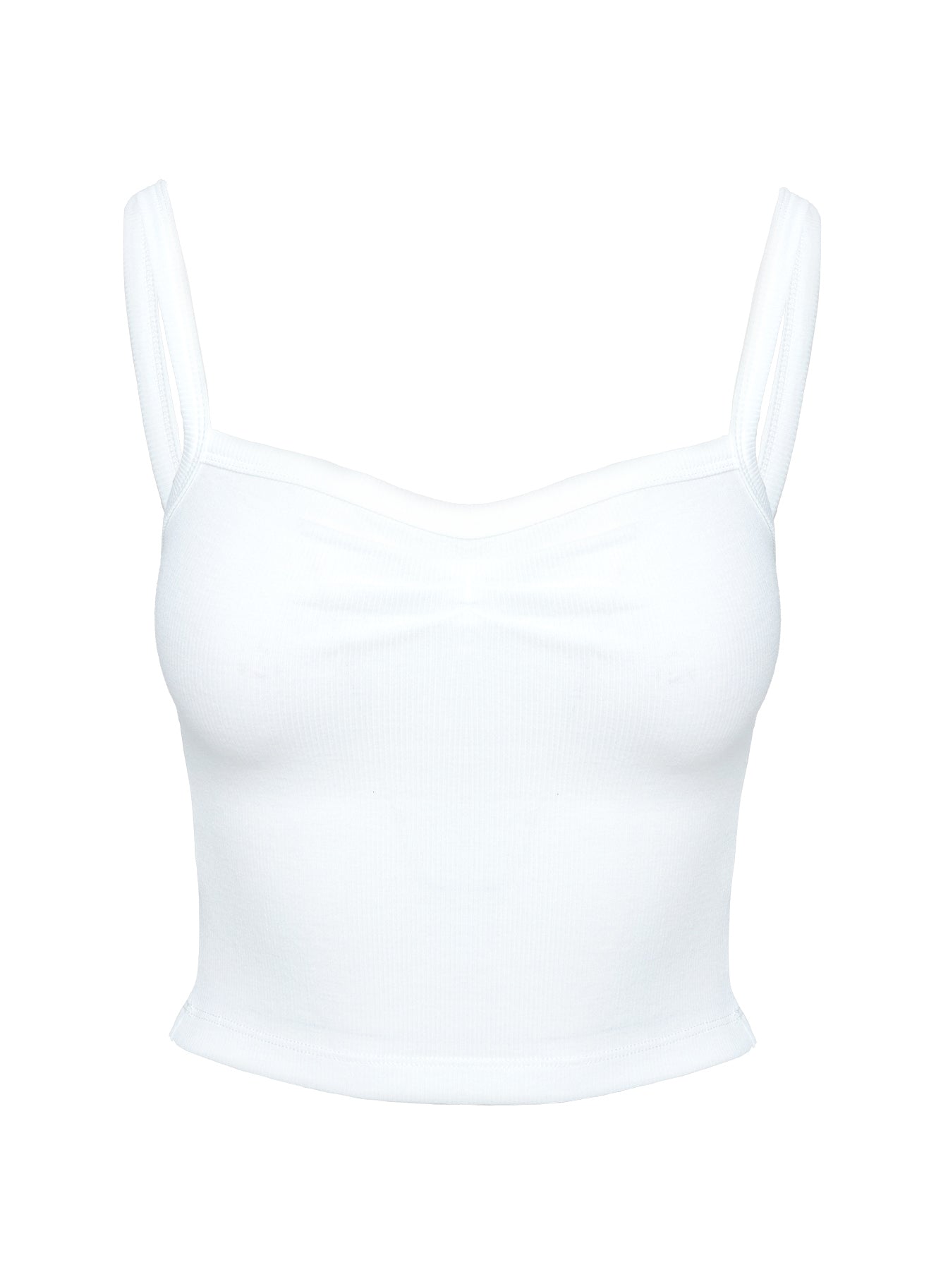 Essentials Ruched Rib Cami Top White