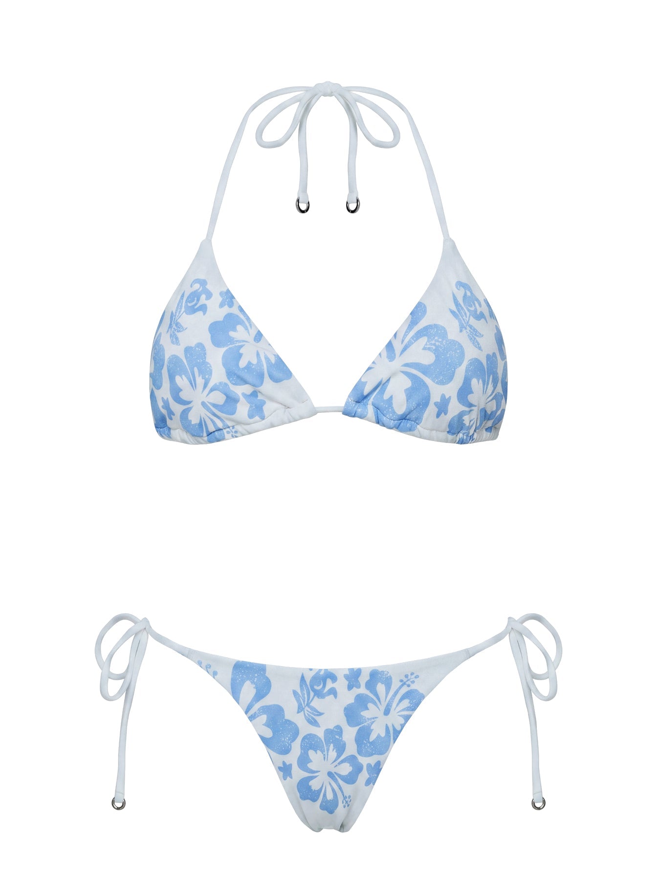 Jenner Tie Side Bikini Bottoms Blue / White Hibiscus