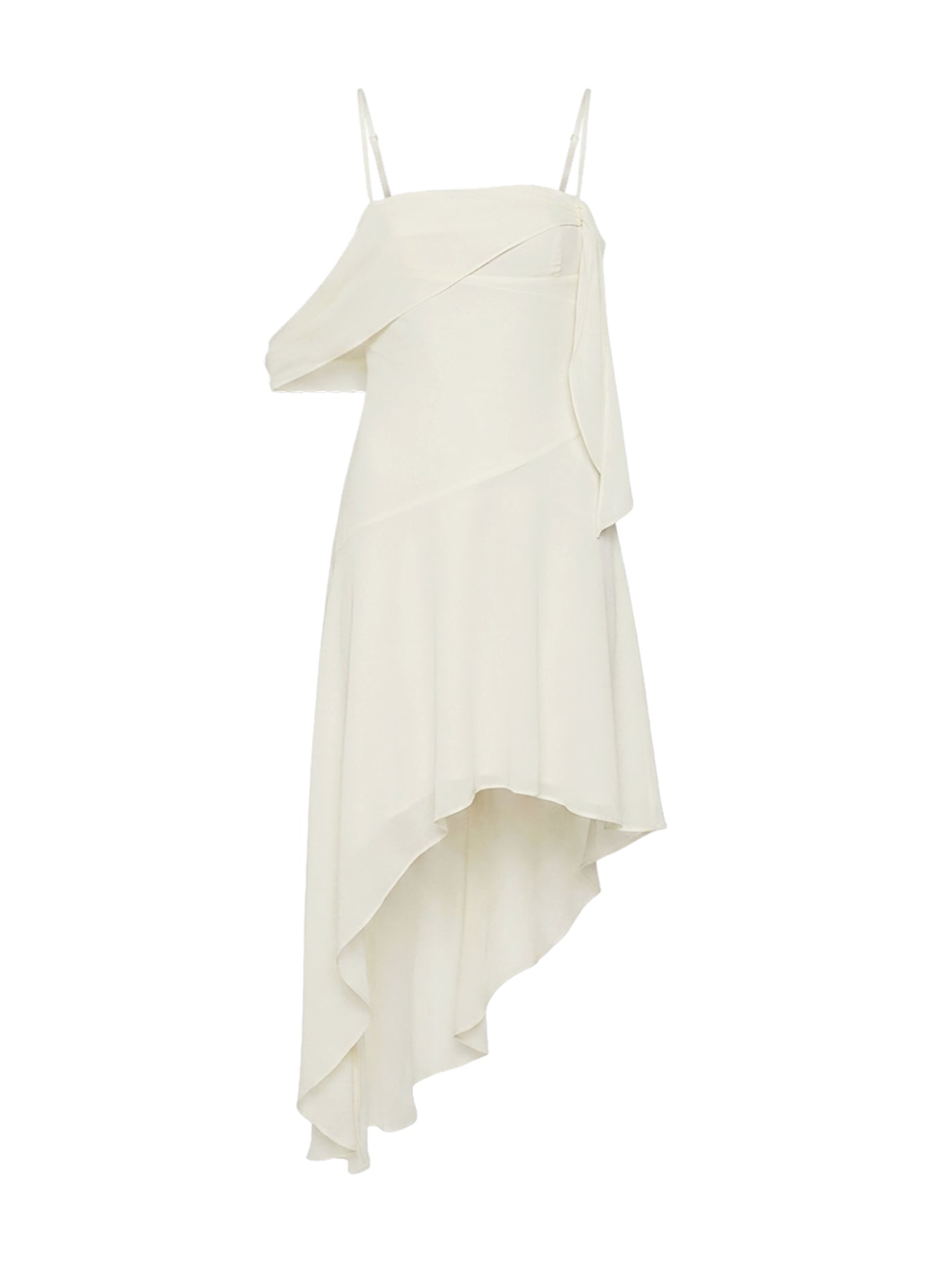 Massey Bust Draping Low Back Midi Dress Off White