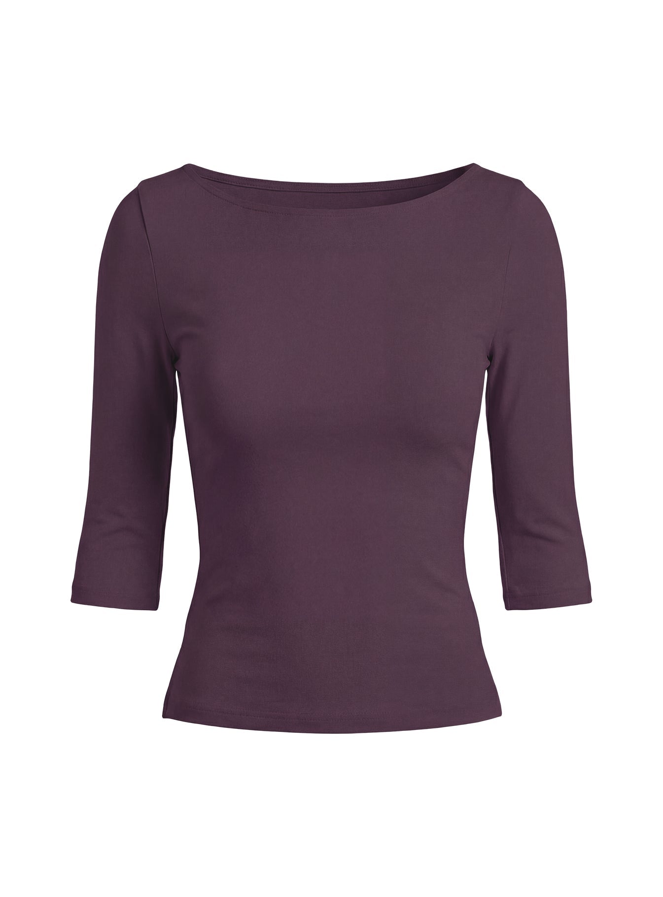 Daily Define Boatneck 3/4 Sleeve Top Aubergine