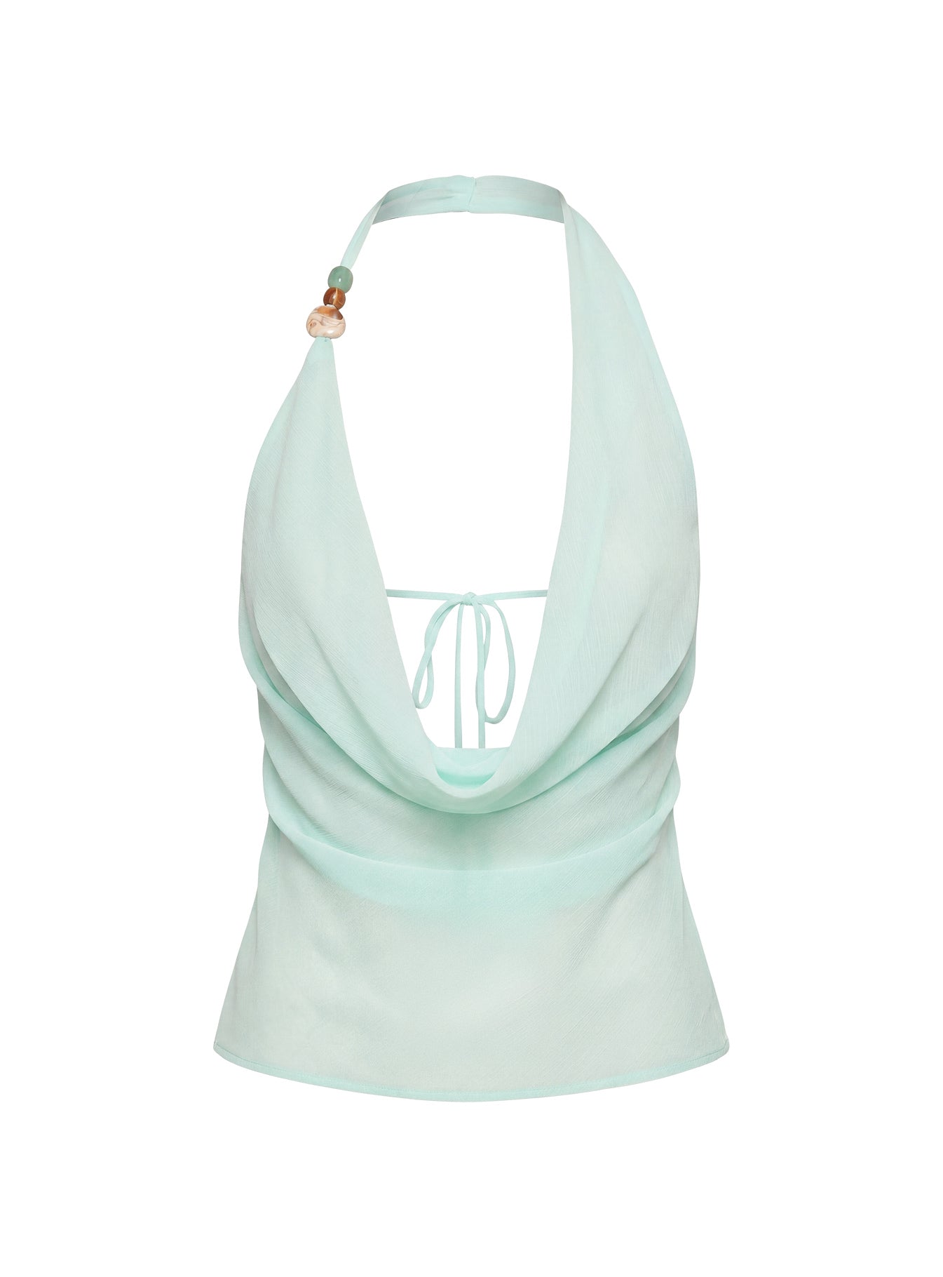 Distinction Halter Chiffon Top Aqua