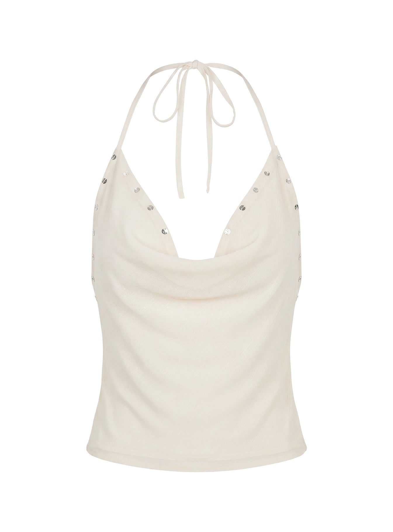 Gemmina Halter Sequin Top Cream