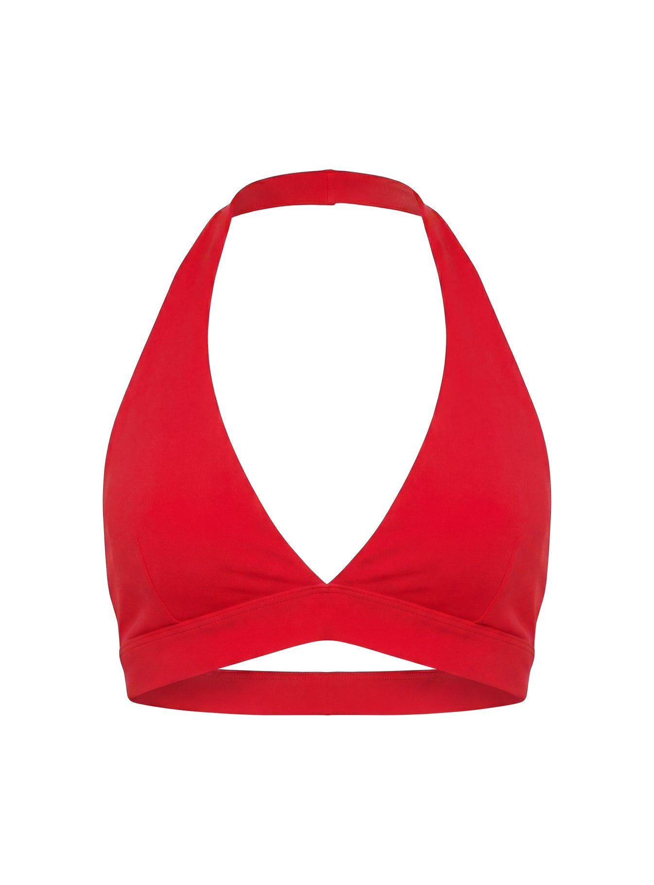 In Motion Active Plunge Halter Crop Top Red