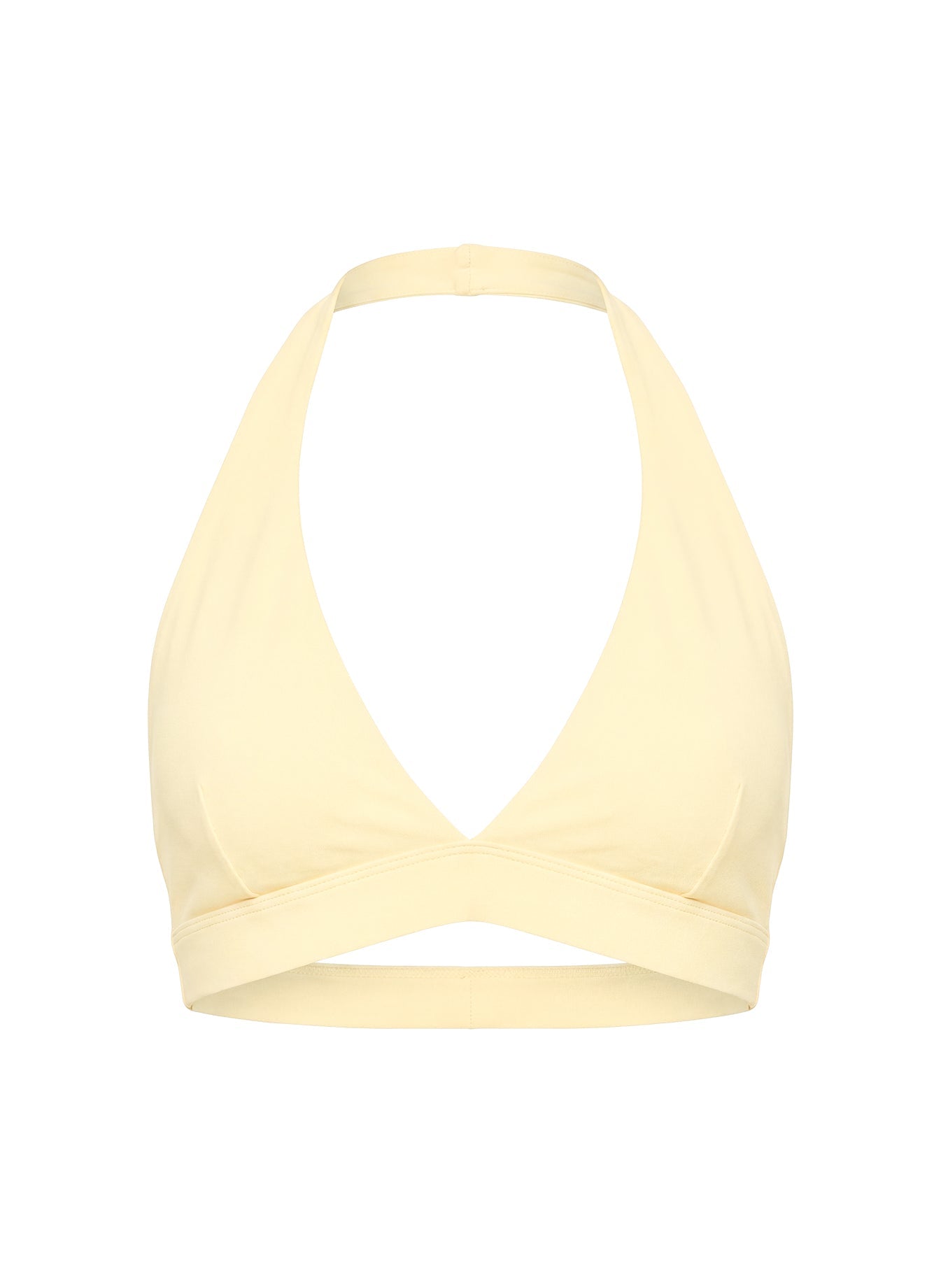 In Motion Active Plunge Halter Crop Top Yellow