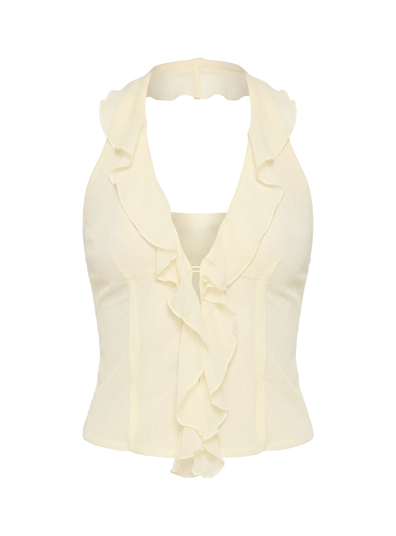 Jazania Frill Halter Top Butter Yellow