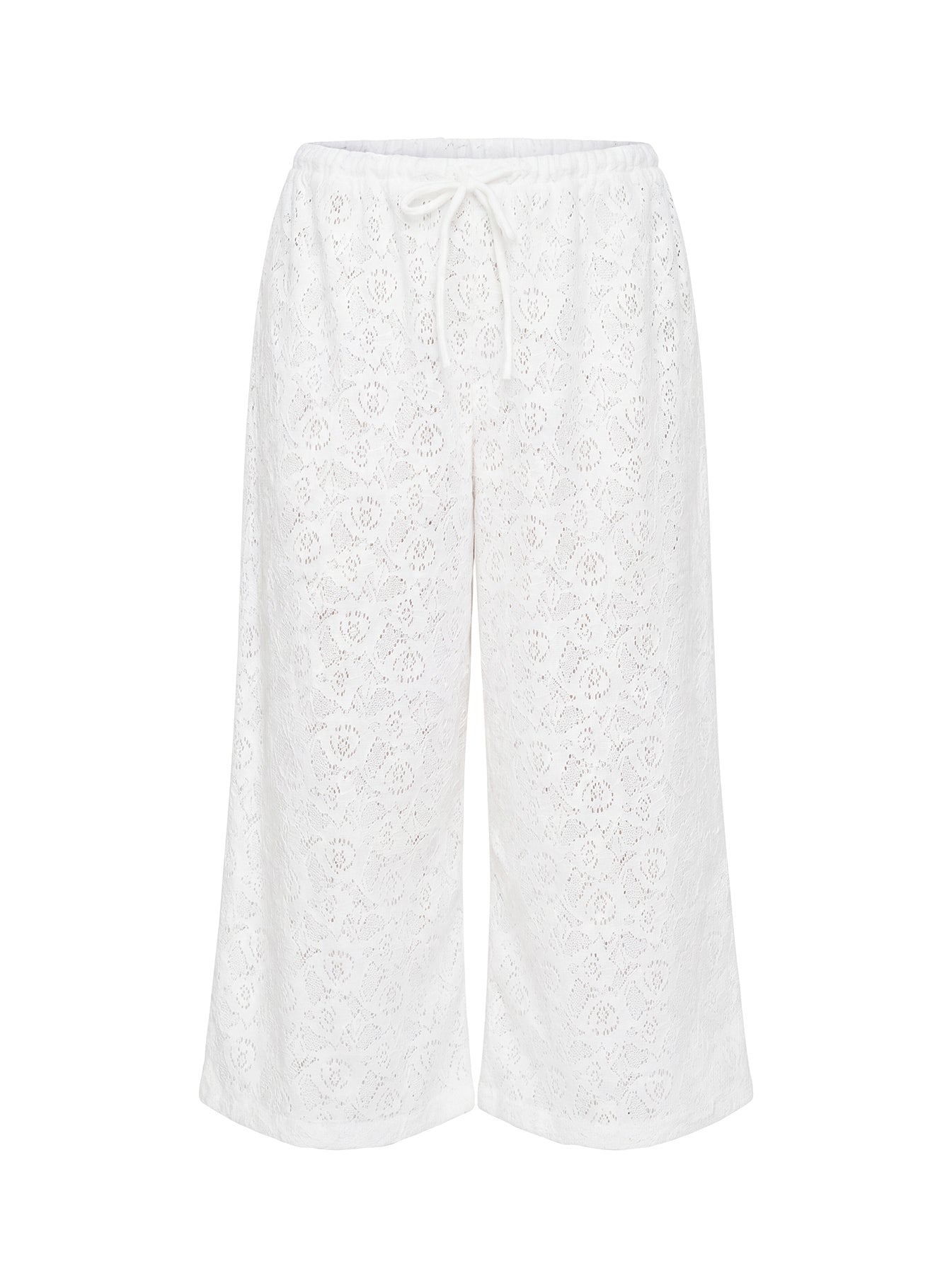 Kiss Me Quick 3/4 Lace Drawstring Pants White