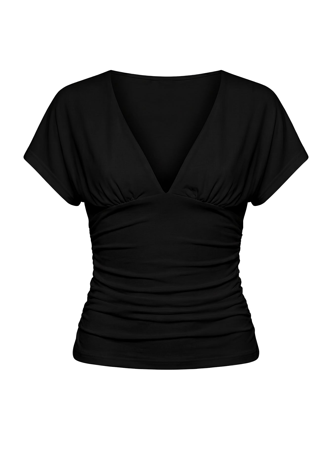 Mattey Cinched V Neck Top Black