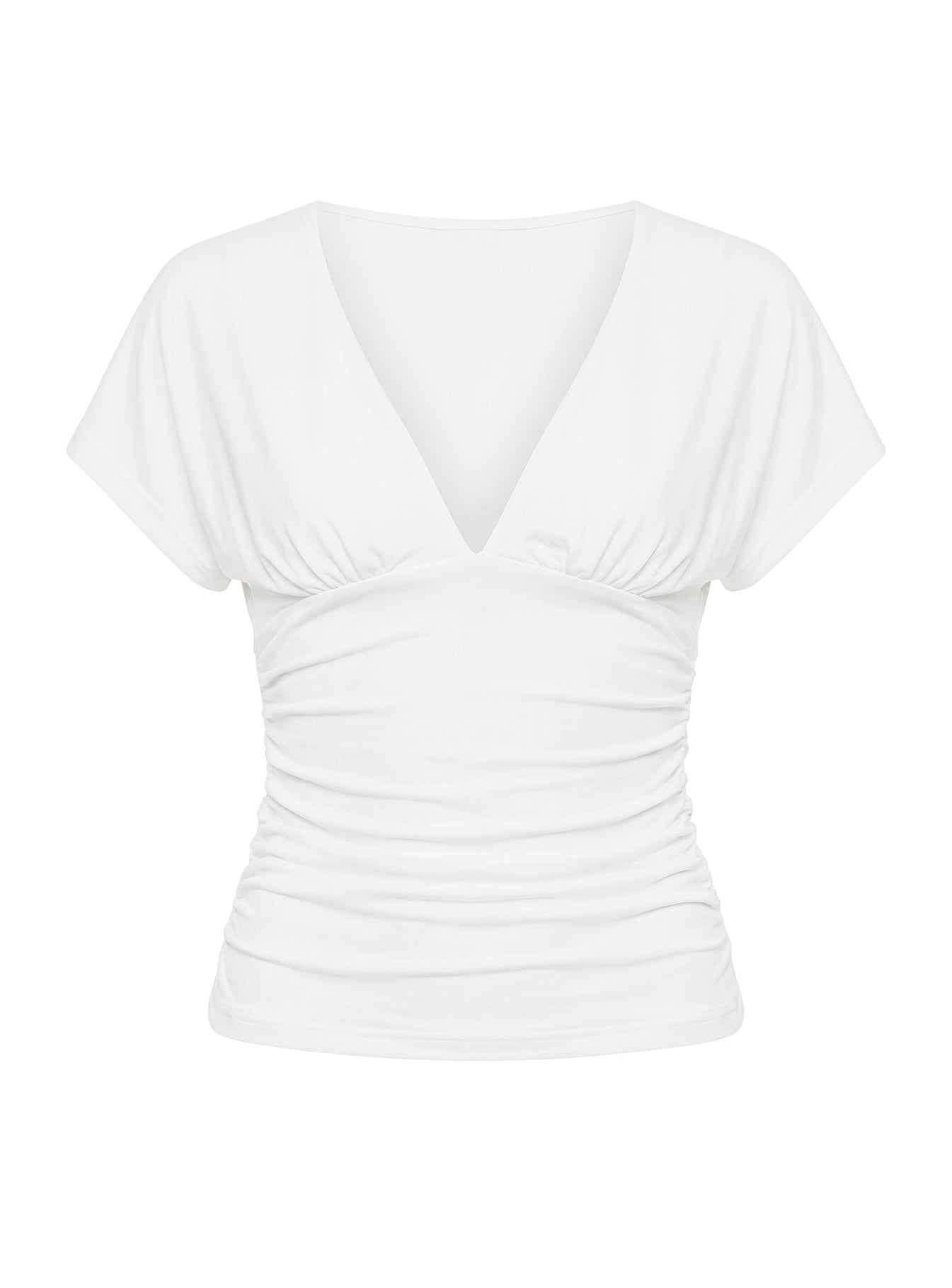 Mattey Cinched V Neck Top White