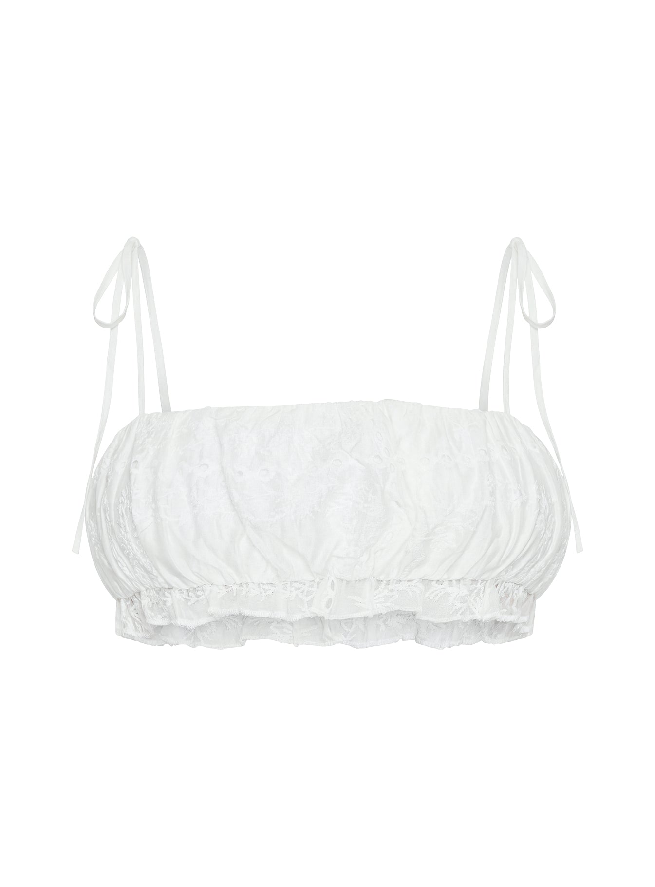 Queens Boulevard Frill Crop Top White