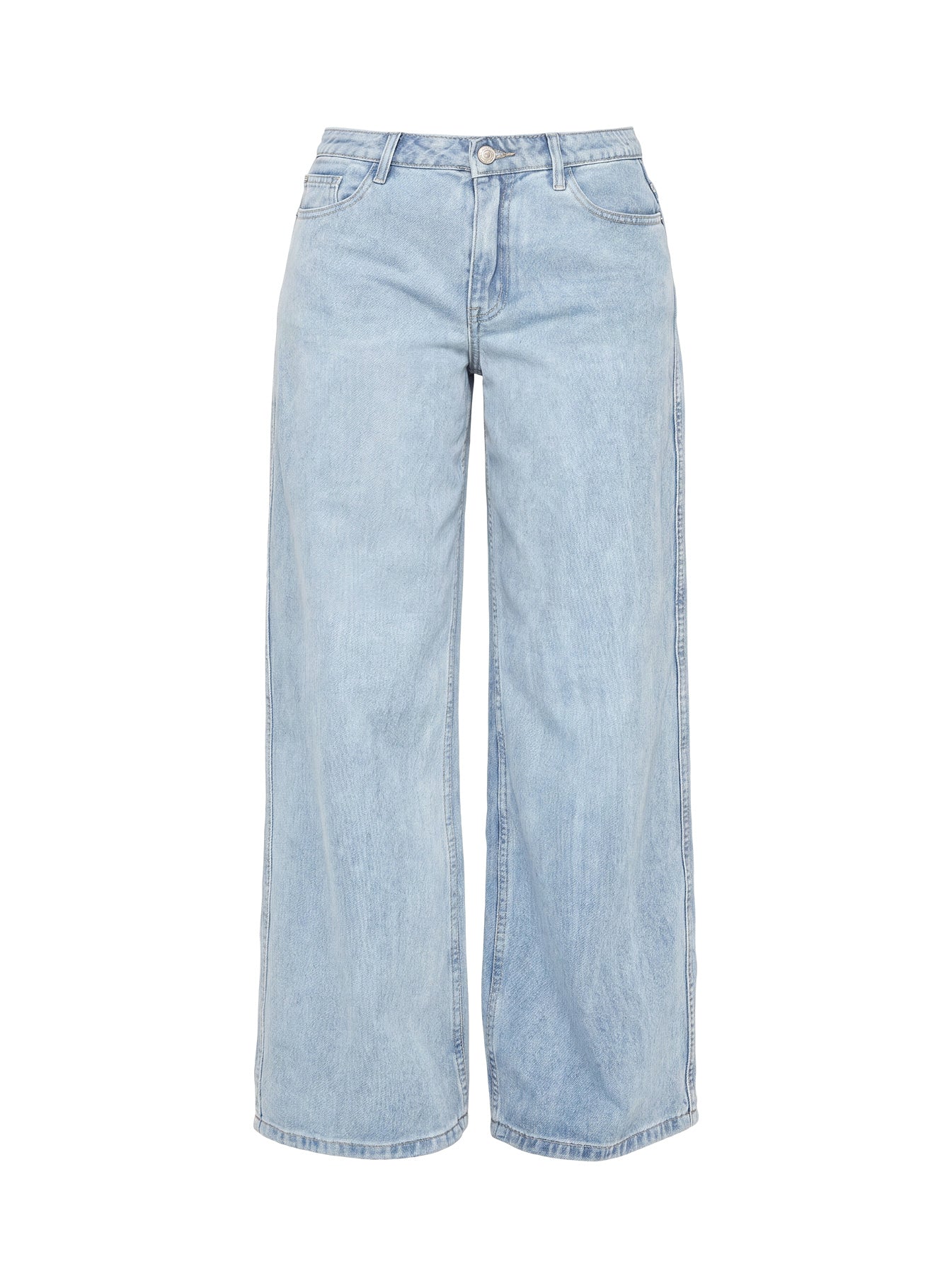 Ramos Low Rise Wide Leg Denim Jeans Light Blue Wash