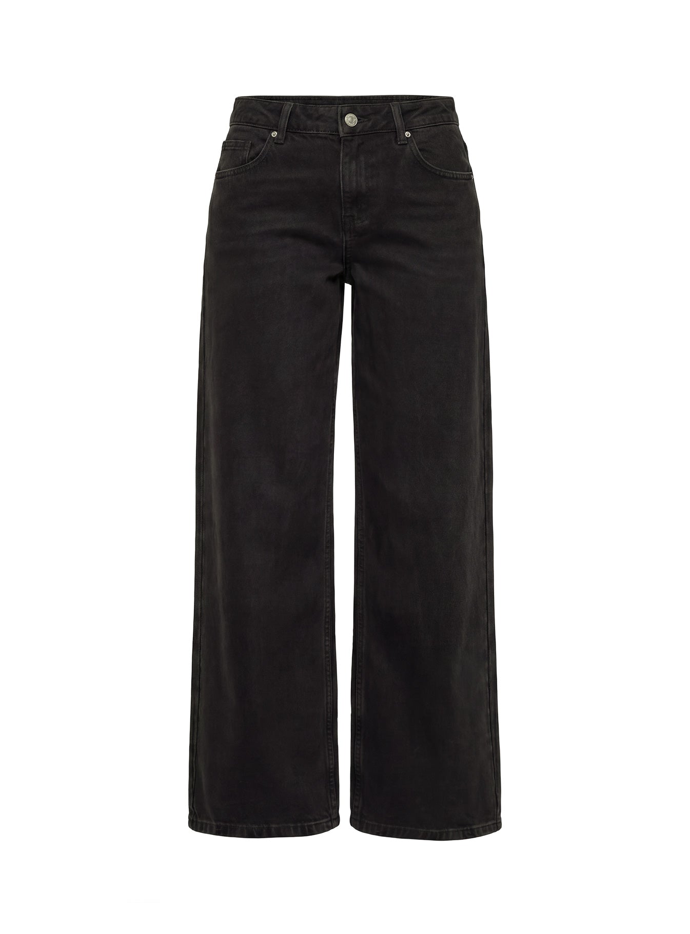 Ramos Low Rise Wide Leg Denim Jeans Washed Black